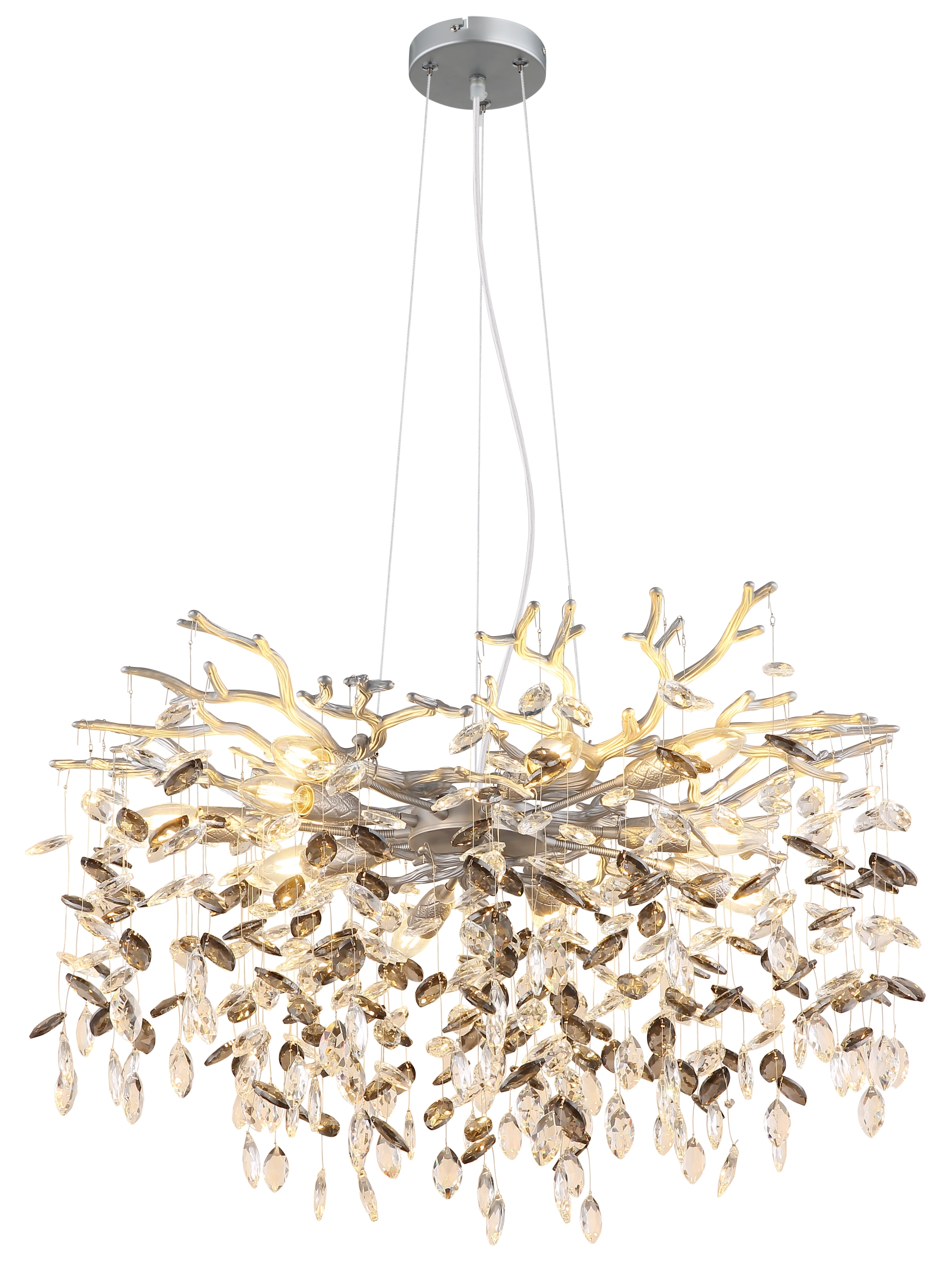 QUEENA QUEENA | metal/crystal silver/smoke | LR/DR dim. | Globo Lighting