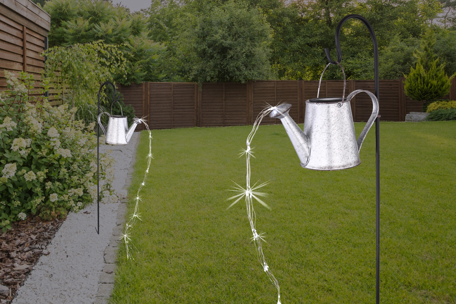 SOLARLEUCHTE METALL SILBERGRAU, 80XLED