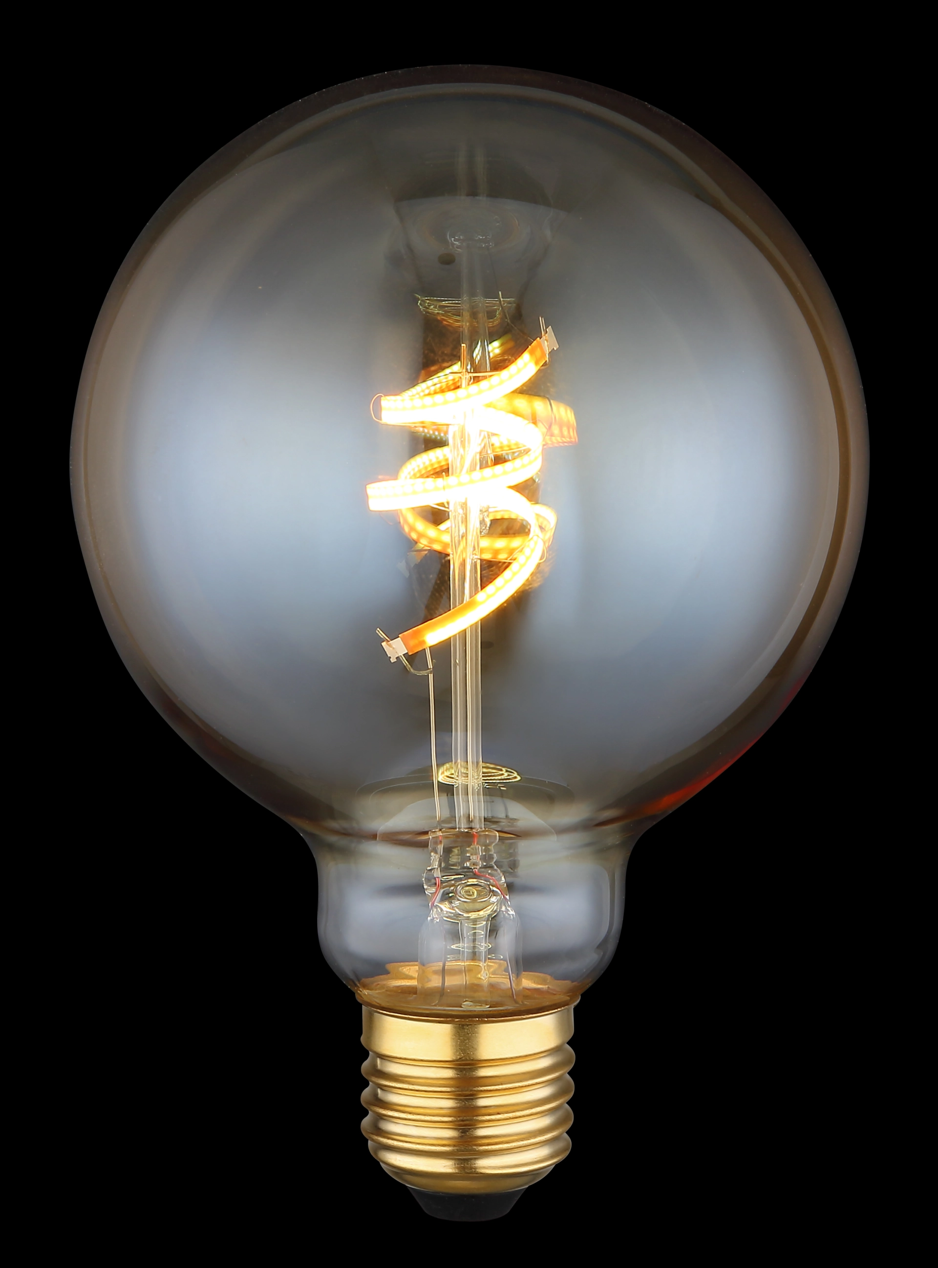 LED - LEUCHTMITTEL von Globo Handels GmbH, Modell 11335D: amberfarbenes Glas mit Spiral-Filament, E27-Fassung – stimmungsvolle Deko-Glühbirne, warmweiß, ideal für Wohnräume