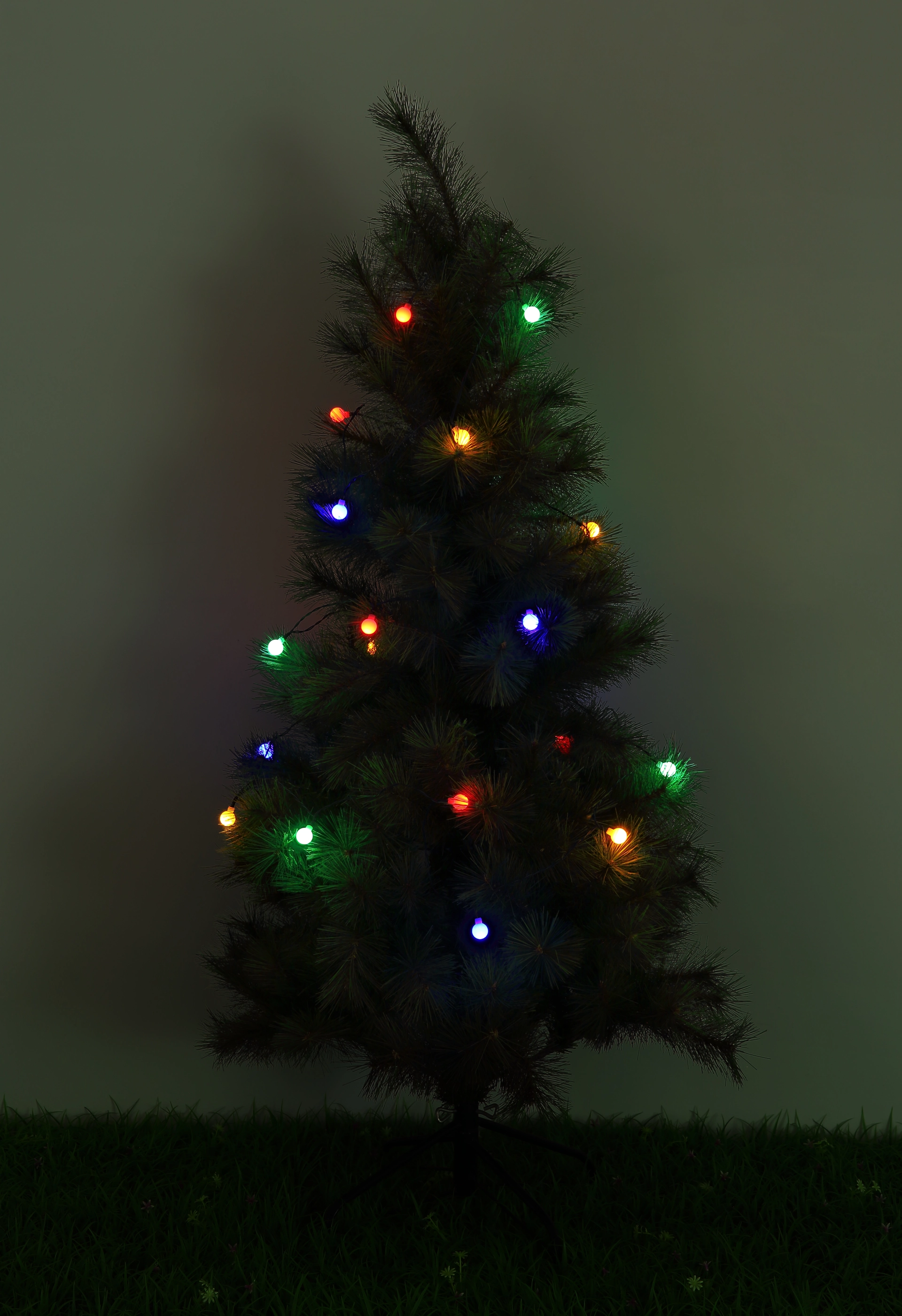 SOLAR-LICHTERKETTE KUNSTSTOFF SCHWARZ, 20XLED BUNT