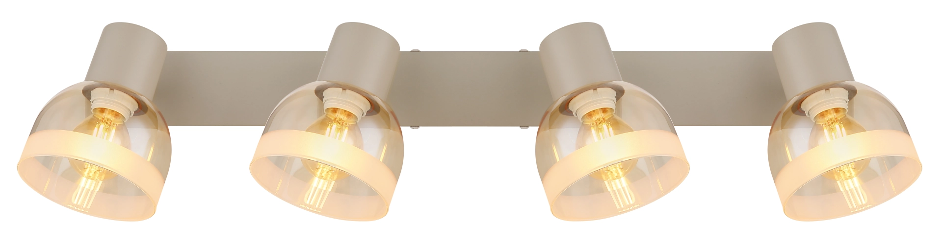 Produktbild: KAIRO Strahler 4-flammig aus Metall sandfarben matt mit amberfarbenen Glas-Schirmen, warmes Licht; Modell 54048-4SA von Globo Handels GmbH – ideal für Decke/Spots in Wohn- und Flurbereich.