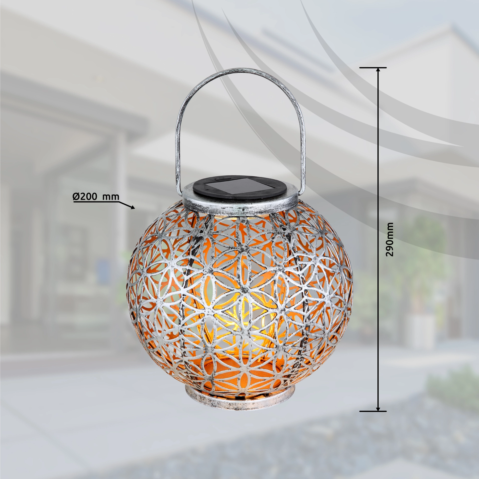 SOLARLEUCHTE METALL SILBERFARBEN, 1XLED