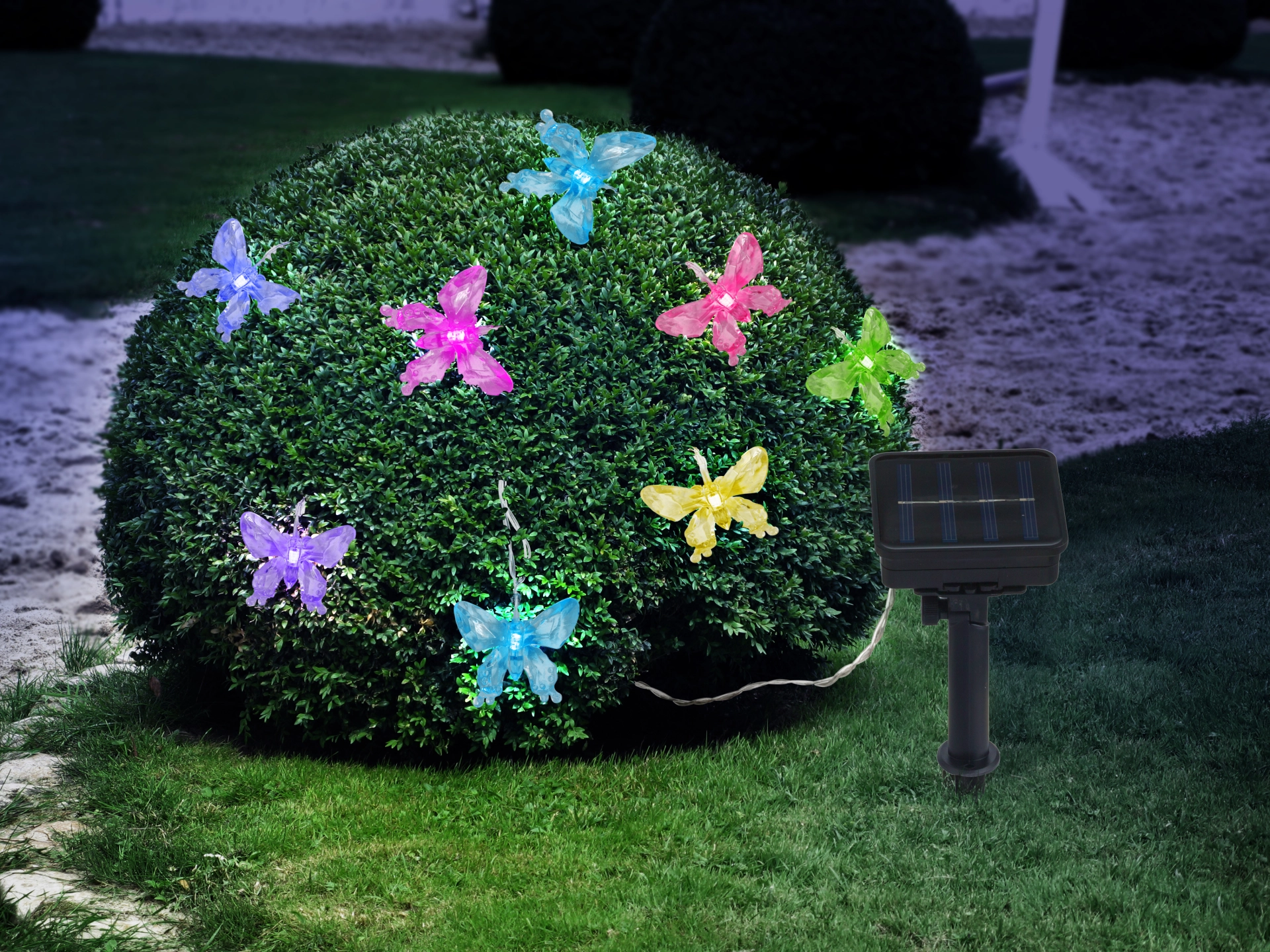 SOLARLEUCHTE KUNSTSTOFF SCHWARZ, 10XRGB LED