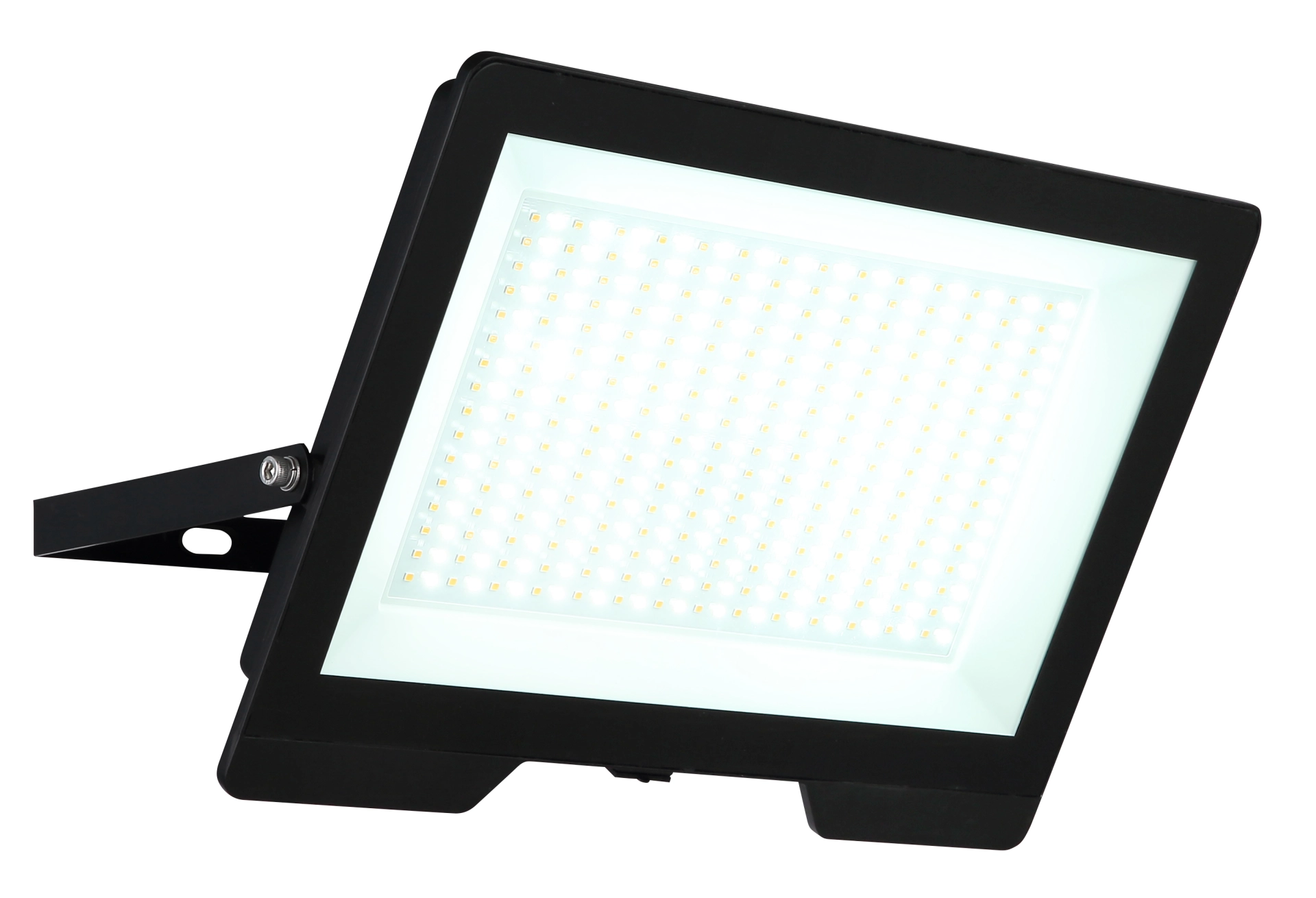 Außenleuchte HELGA I, schwarzes Aluminium-Druckguss-Gehäuse, klare Glasabdeckung, schwenkbarer Bügel, integrierte LED-Leuchtmittel, 6000 K (kaltweiß), 12100 Lumen, Schutzgrad IP65