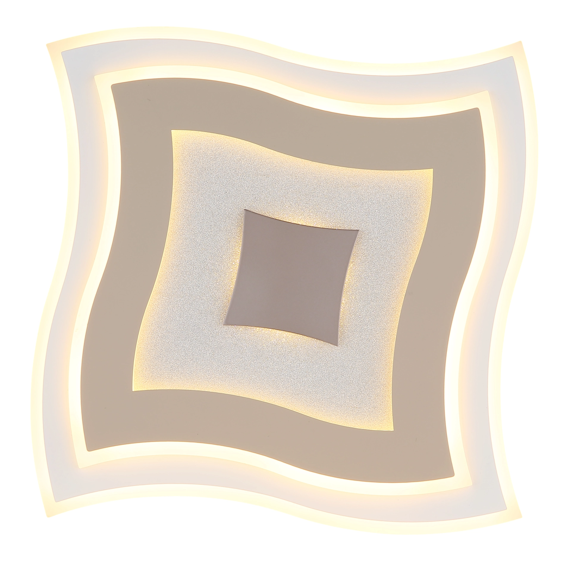 Moderne LED-Deckenleuchte OCTAVIO aus Metall in sand, quadratisches Wellen-Design mit warmweißem Licht 3000K; ideal für Wohnen & Schlafzimmer, IP20 Innenbeleuchtung von Globo Handels GmbH.