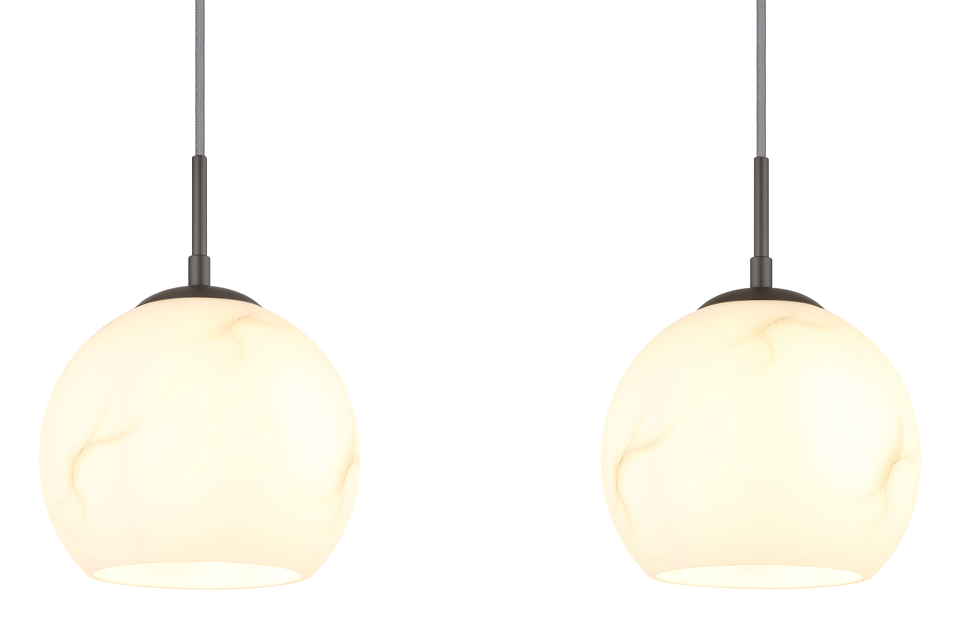 Produktbild: RAGUSA Hängeleuchte, Globo Handels GmbH, Metall schwarz-chrom matt mit opalen Glaskugeln; elegantes Pendellicht für Esszimmer/Küche, Modell 15999M-3H