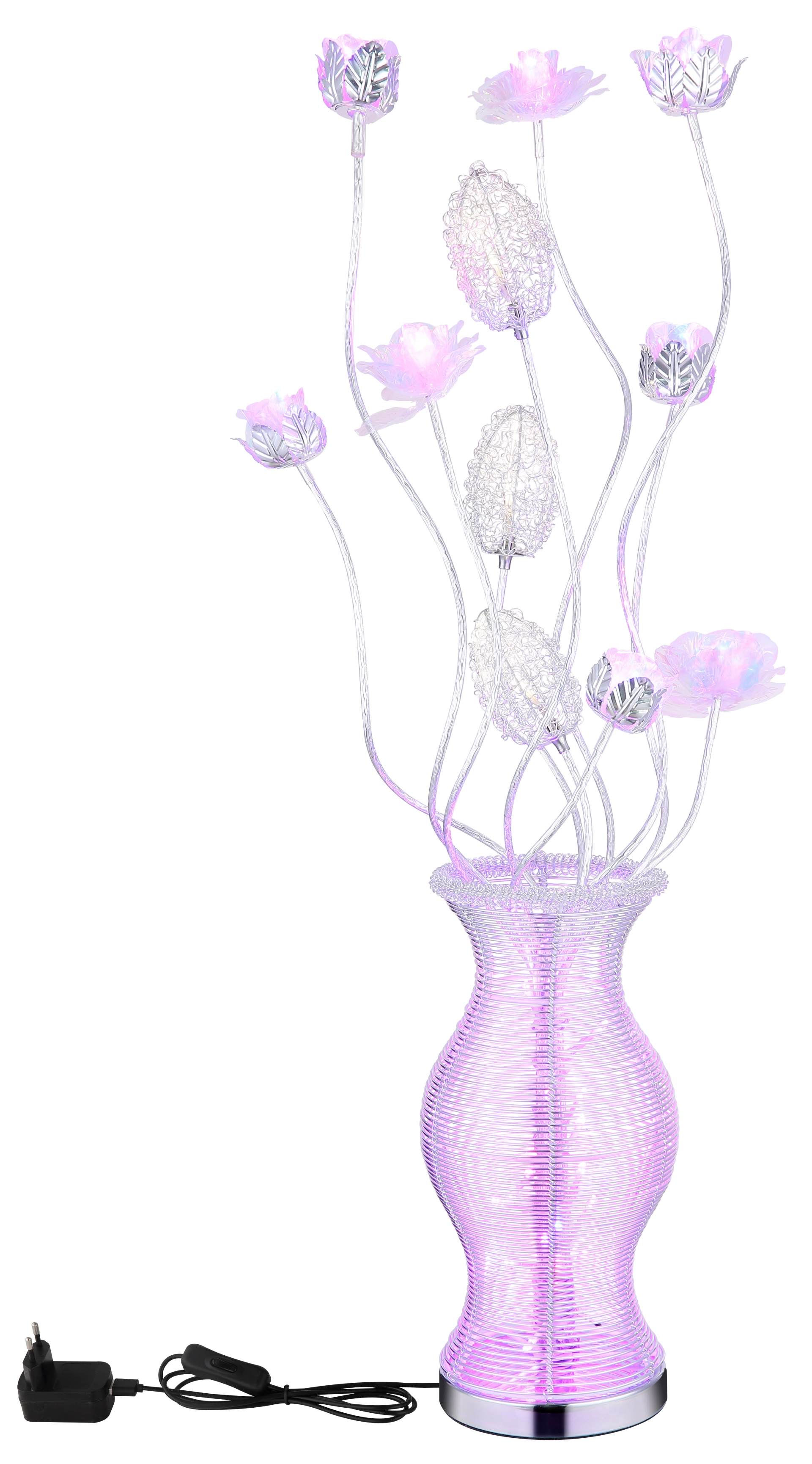 TISCHLEUCHTE ALUMINIUM SILBERFARBEN, 1XRGBW LED