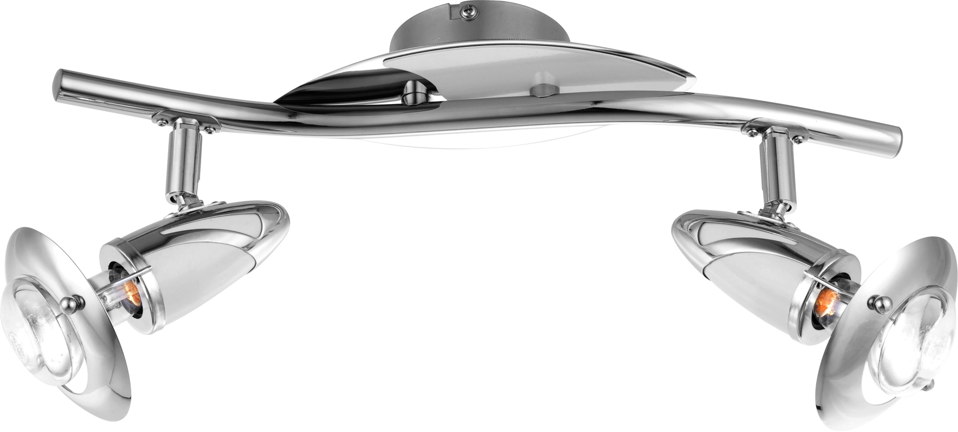 Produktfoto: LORD Deckenstrahler von Globo Handels GmbH, 2-flammig (38,5 cm), Metall weiß/Chrom mit Chromring, schwenkbare Spots, E14-Fassungen, je nach Leuchtmittel dimmbar, IP20 – für Wohn-, Schlaf- und Flurbereich.