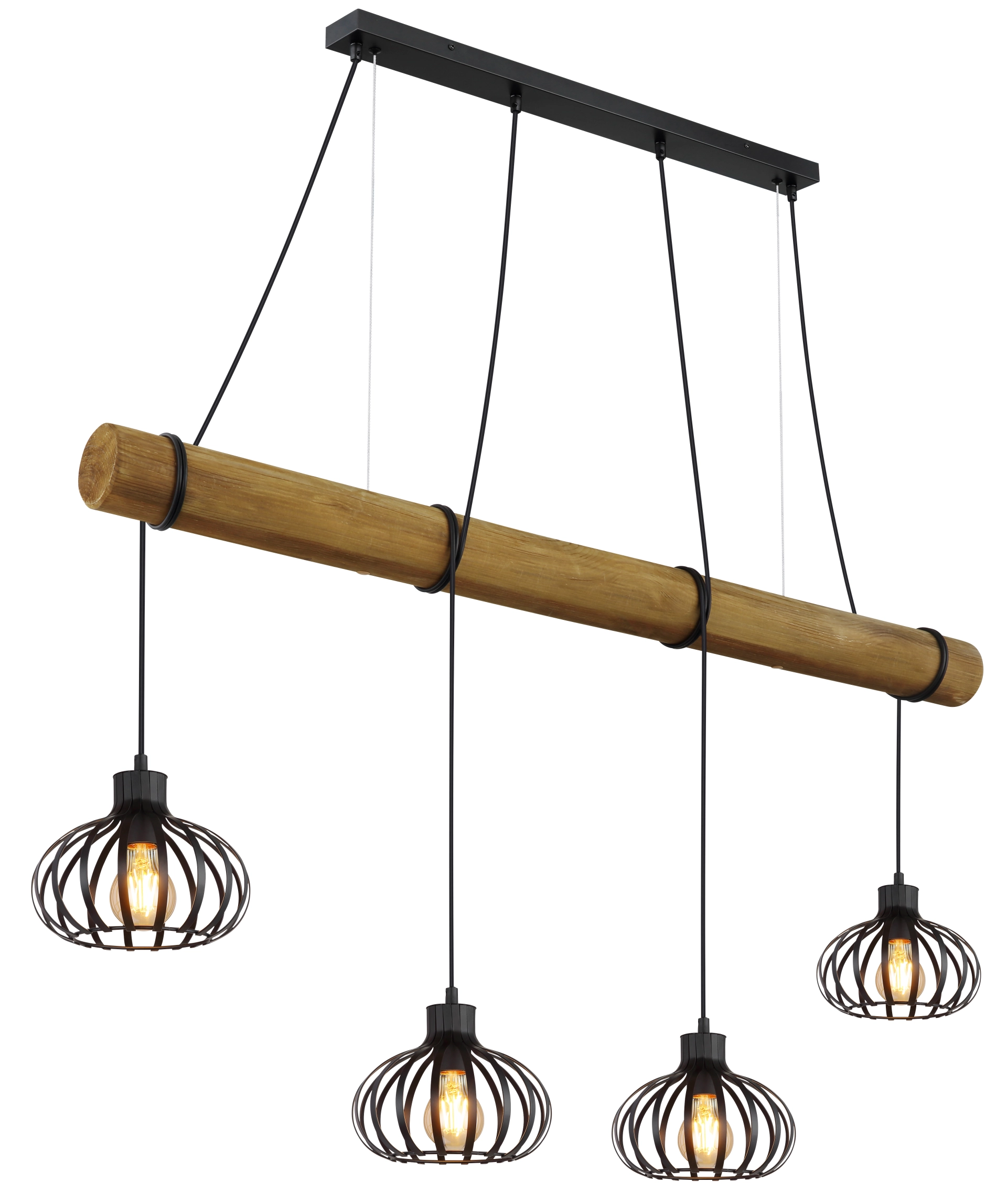 CALDWELL | Holz/Metall,schwarz,Tisch,4xE27