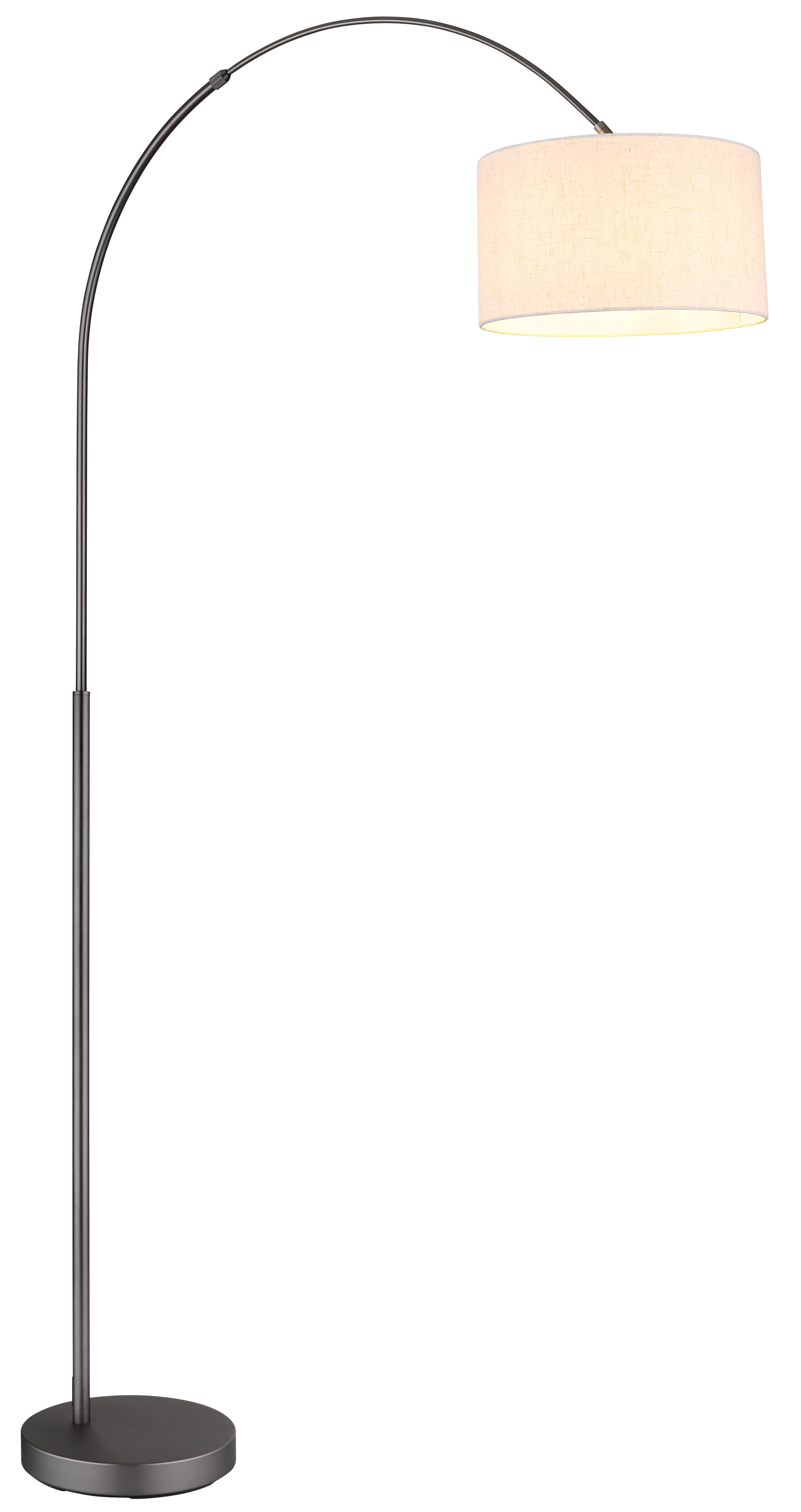 THEA Stehleuchte von Globo Handels GmbH, Metall schwarz-chrom matt mit cremefarbem Leinen-Schirm – elegantes Ambientelicht