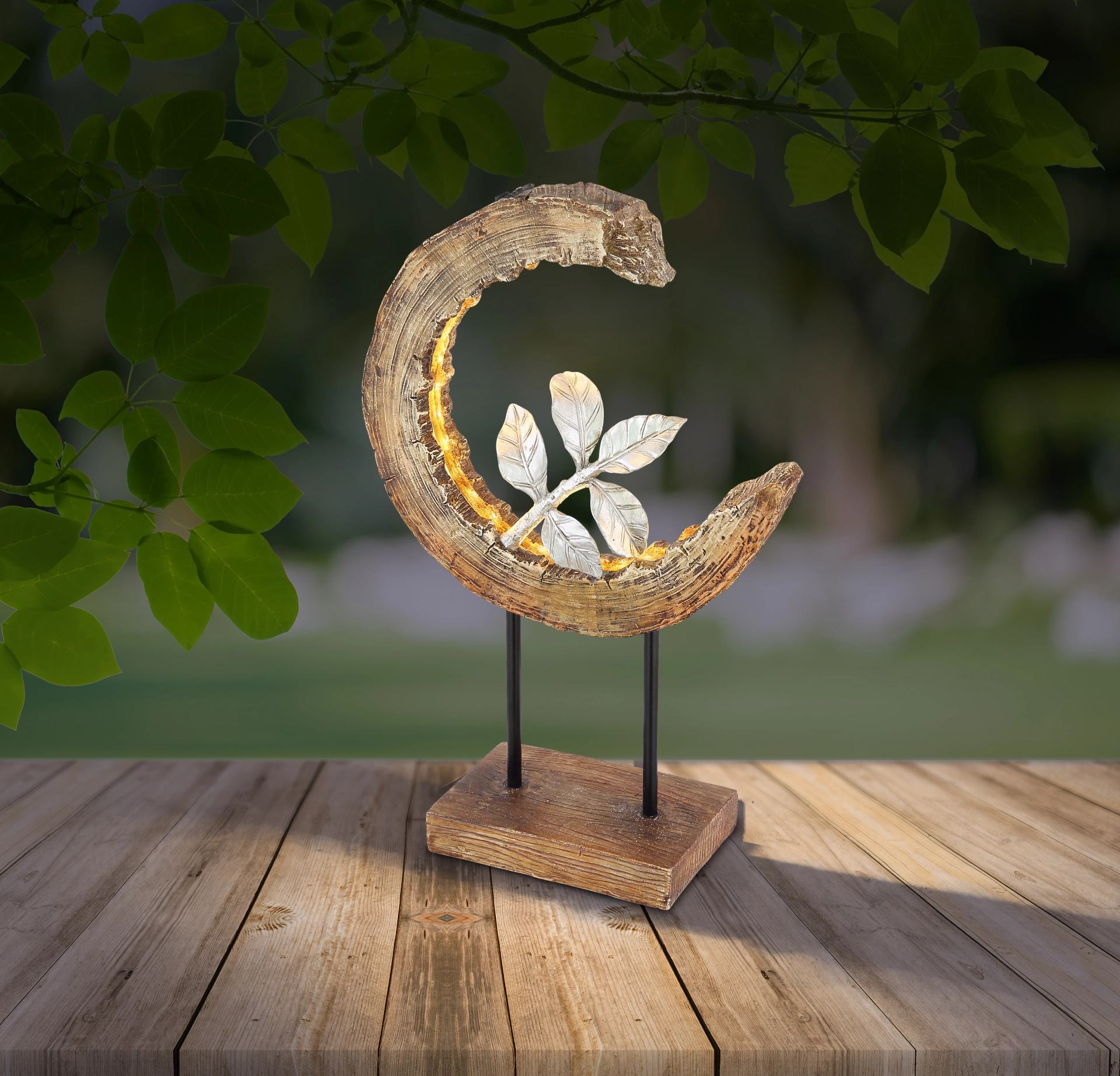 SOLARLEUCHTE KUNSTSTOFF HOLZOPTIK, 24XLED