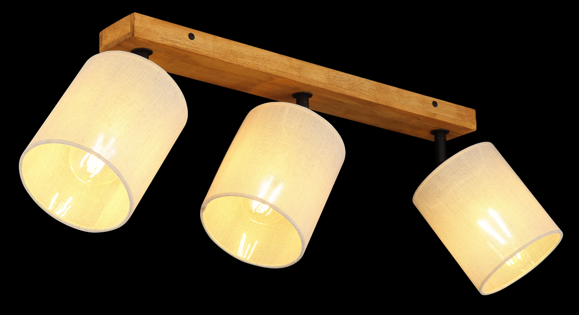 Produktbild: Deckenstrahler JULE, 3-flammig, Holz braun, zylindrische Textilschirme, warmes Licht; Hersteller Globo Handels GmbH; Artikelnummer 81600346