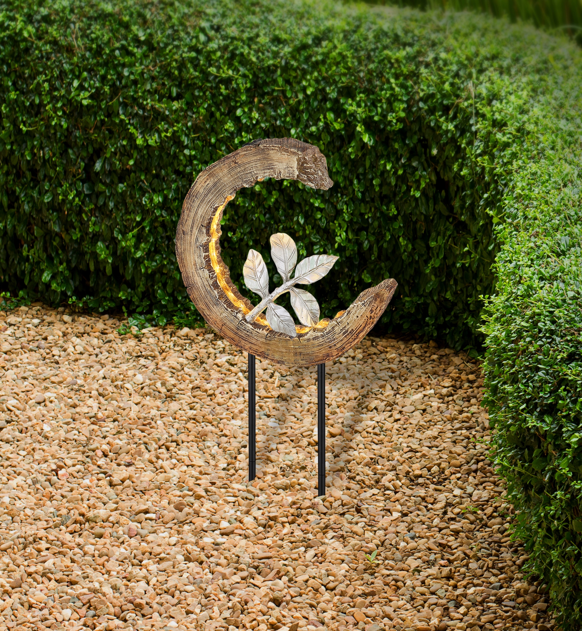 SOLARLEUCHTE KUNSTSTOFF HOLZOPTIK, 24XLED