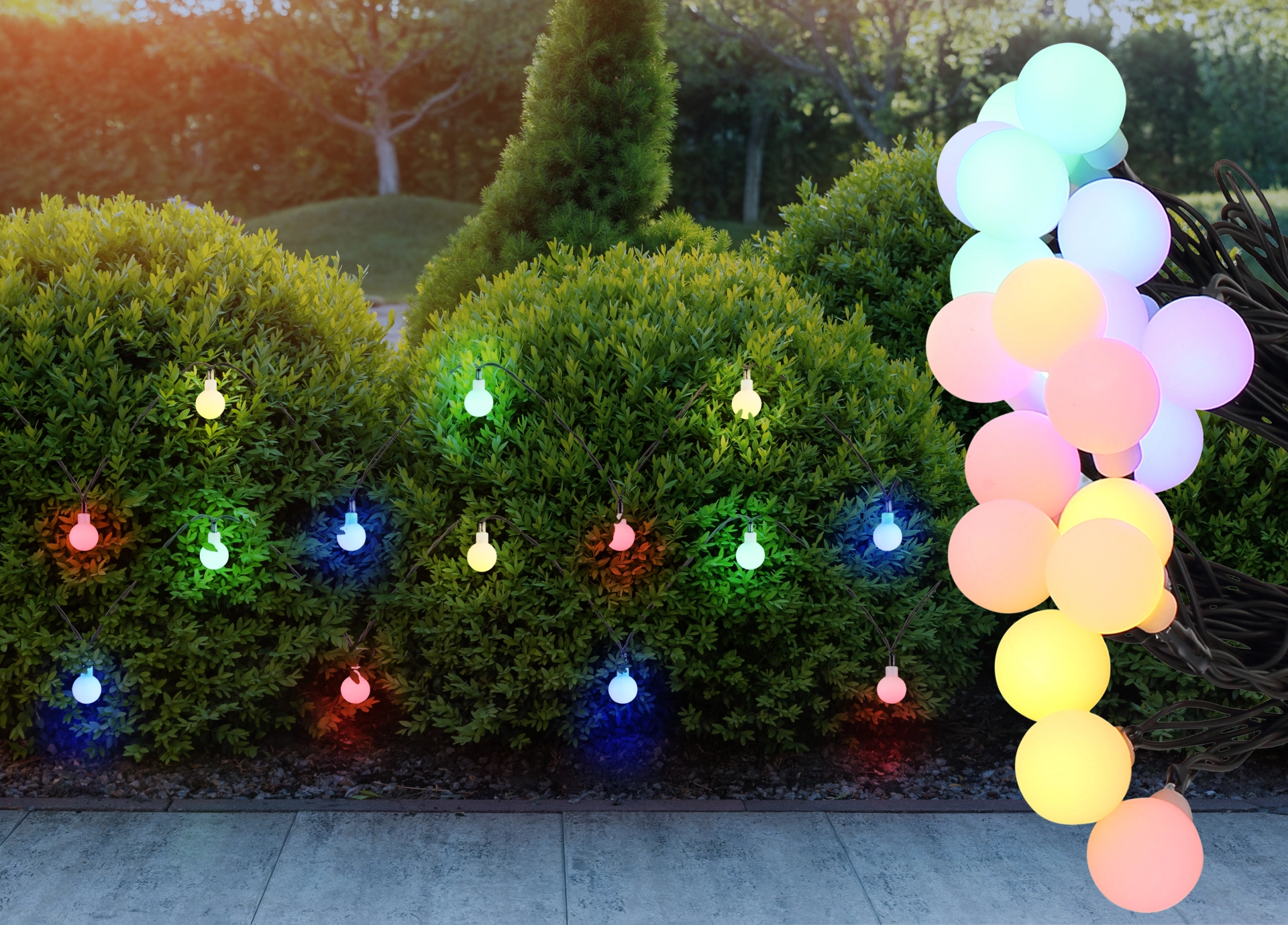 SOLAR-LICHTERKETTE KUNSTSTOFF SCHWARZ, 20XLED BUNT