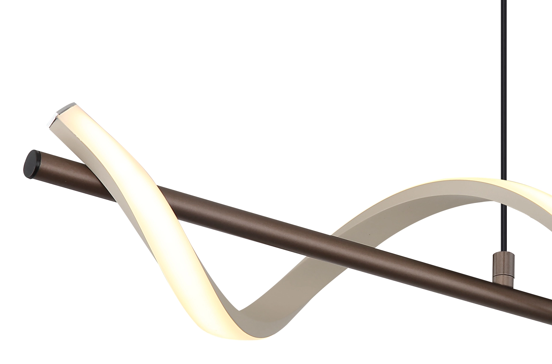 SPIRO Pendelleuchte: Metall in kaffeefarbenem Matt, Kunststoff in sandfarbenem Matt, moderne Hängeleuchte von Globo Handels GmbH