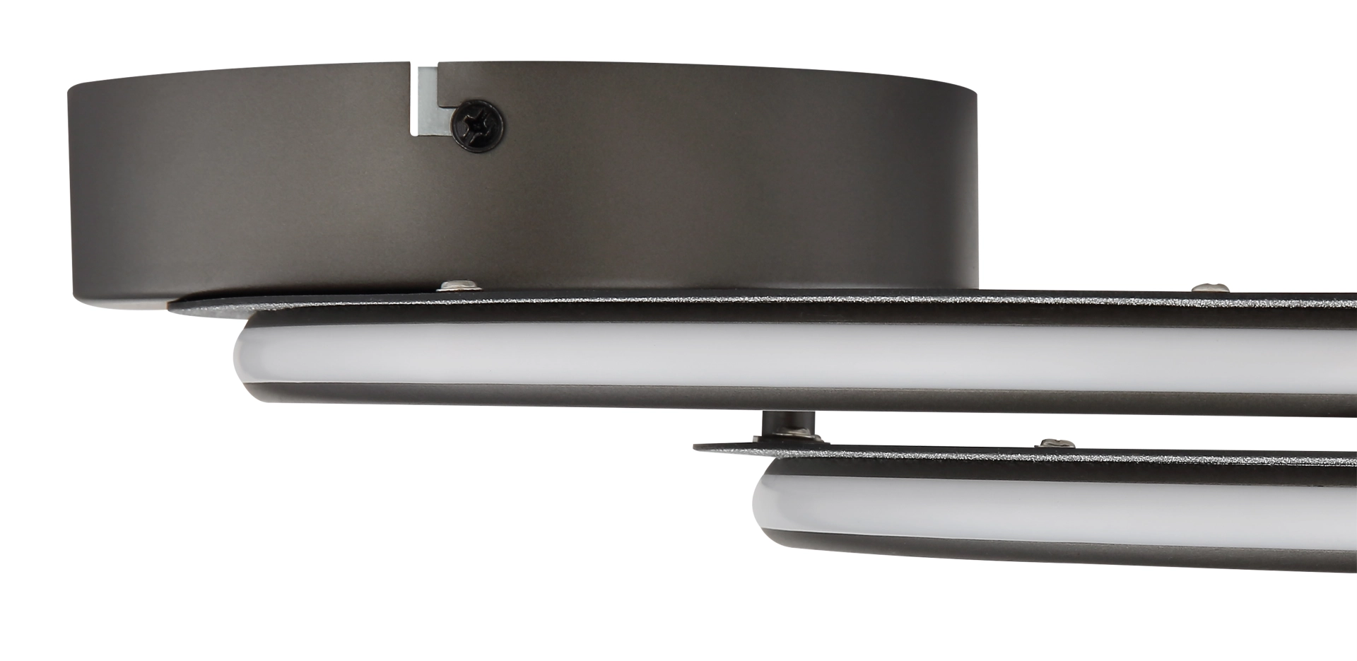 Detailansicht der ELAN Deckenleuchte von Globo Handels GmbH aus Metall und Aluminium in schwarz-chrom matt mit LED-Lichtleisten, Modell 67379-30D
