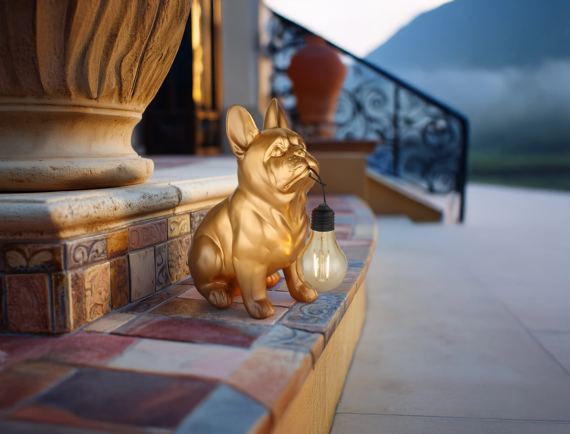 SOLARLEUCHTE KUNSTSTOFF GOLD MATT, 1XLED