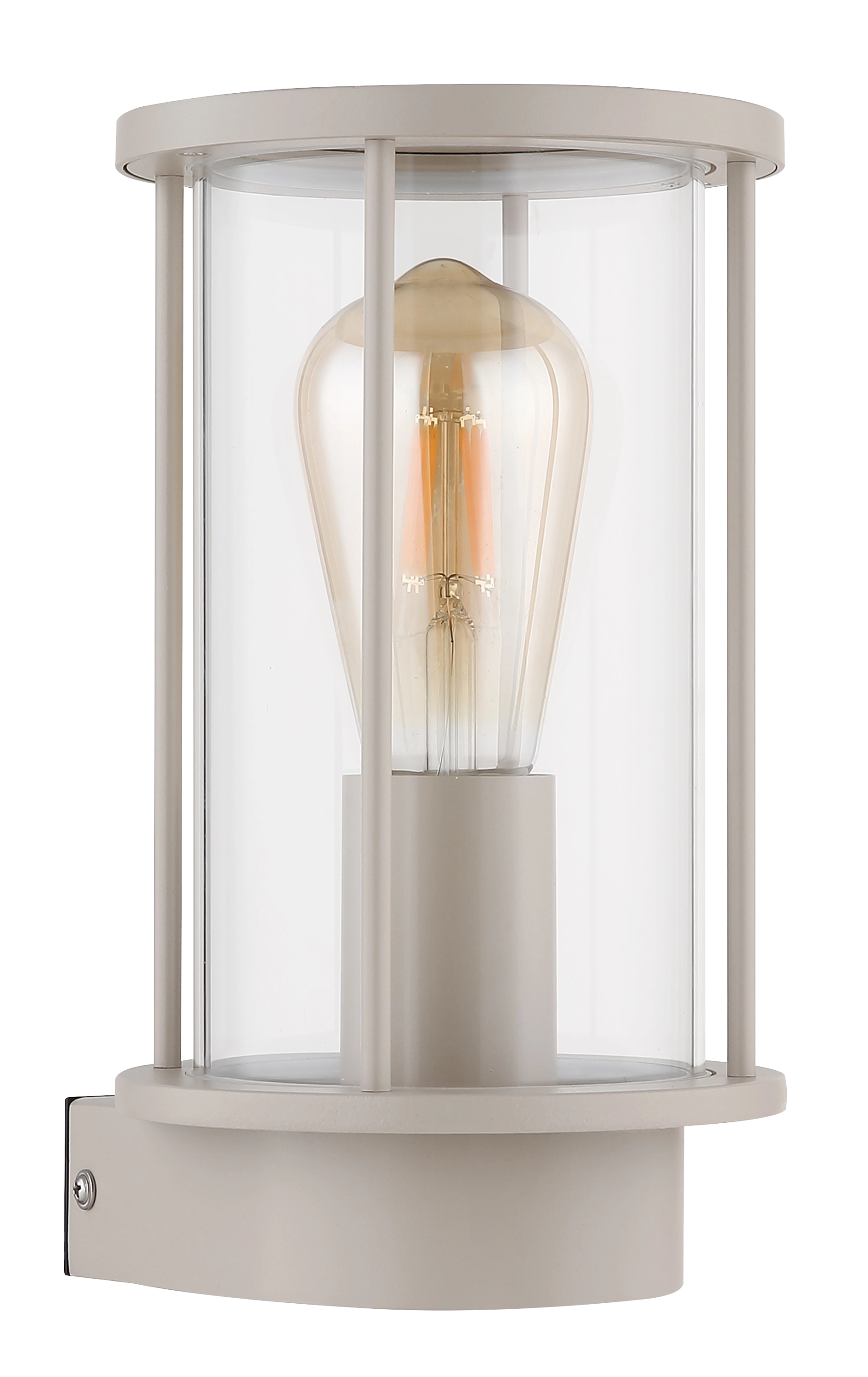 Luminaire mural extérieur GRACEY en acier inoxydable couleur sable, finition mate, verre clair