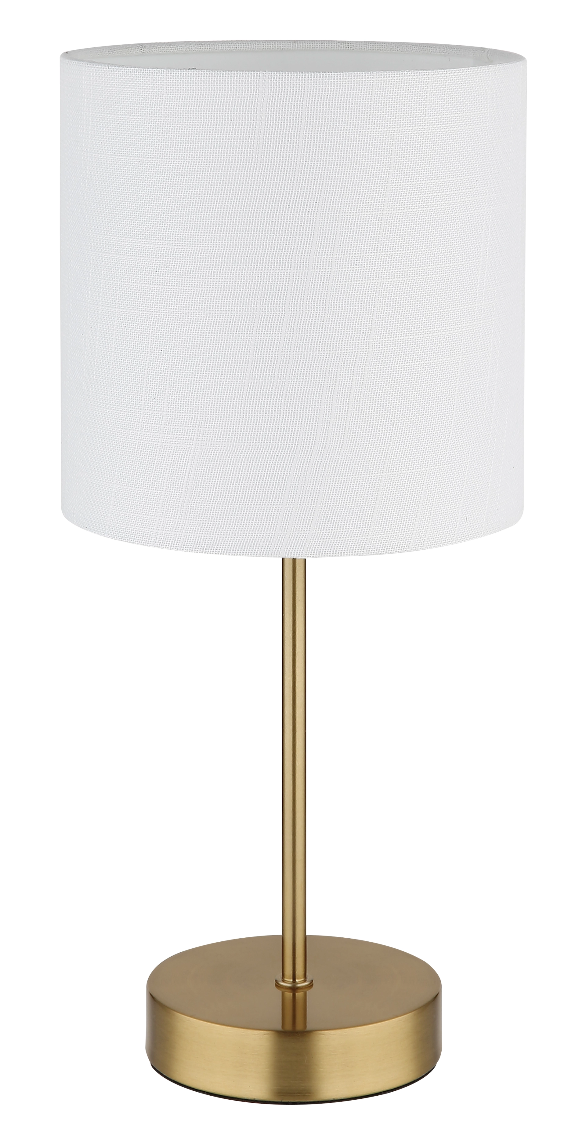 TRUETT Tischleuchte in goldener Messingoptik mit weißem Leinenlampe, Metallbasis, Leinenweiß-Schirm. Stilvolles Licht für Wohnzimmer oder Schlafzimmer von Globo.