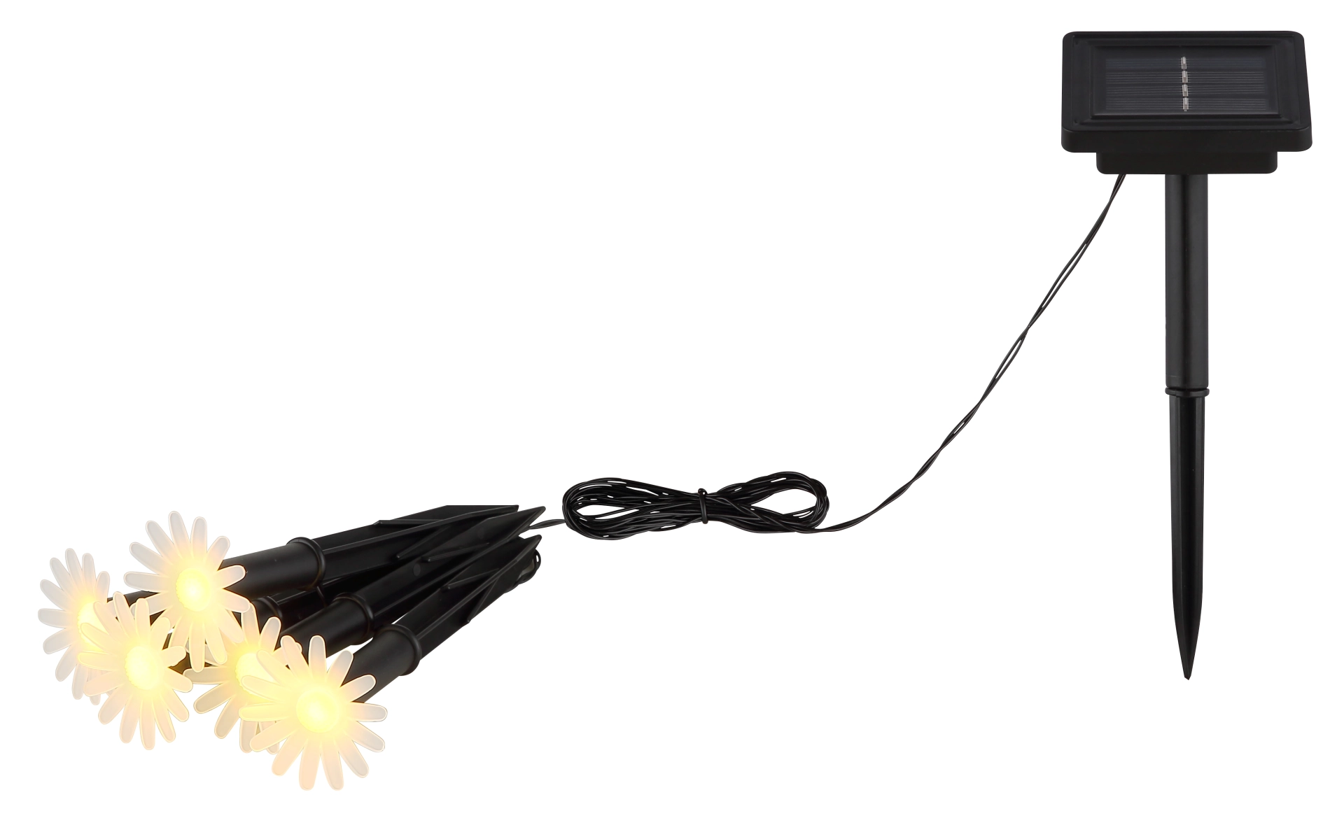 SOLAR-LICHTERKETTE KUNSTSTOFF SCHWARZ, 5XLED
