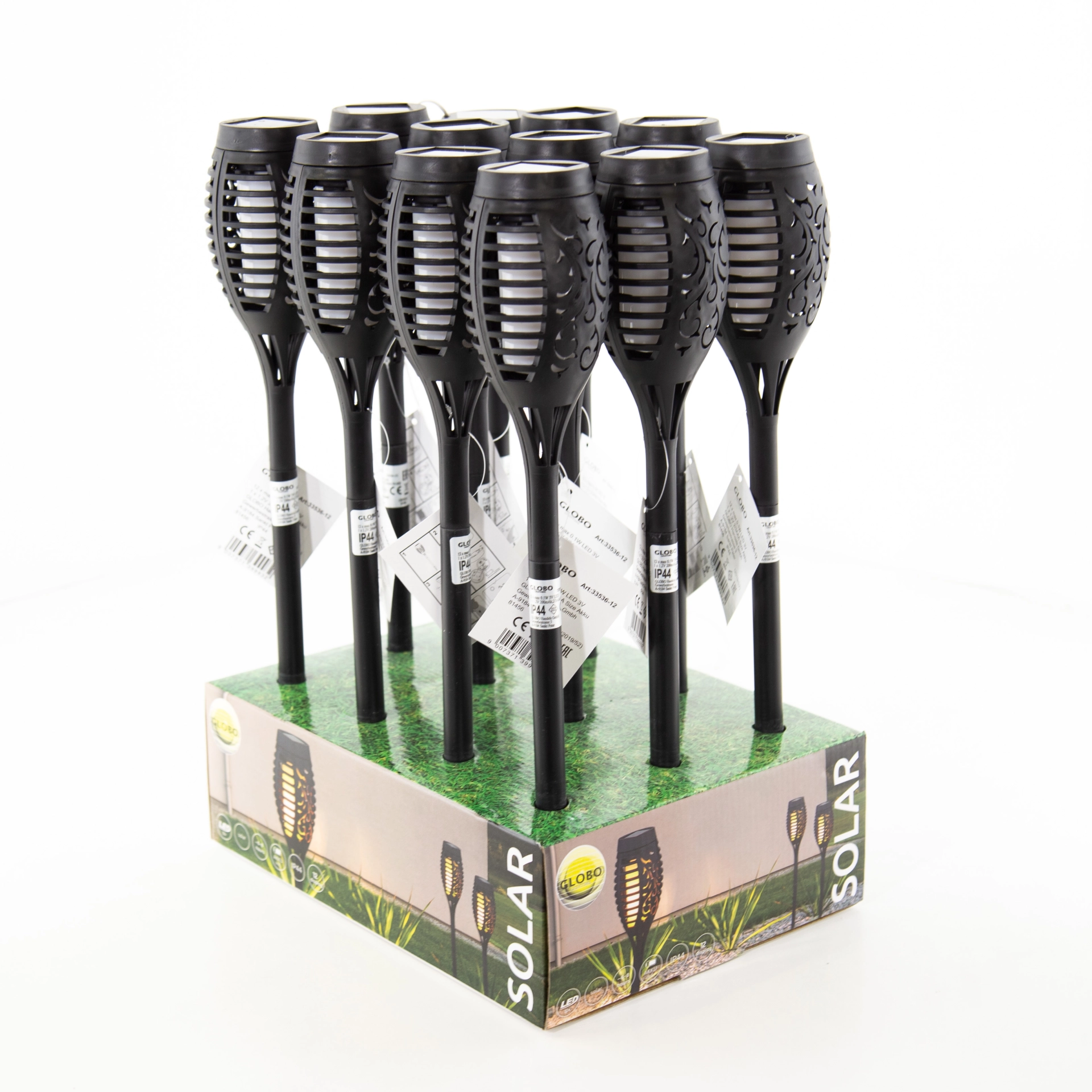 SOLARLEUCHTE KUNSTSTOFF SCHWARZ, 12XLED