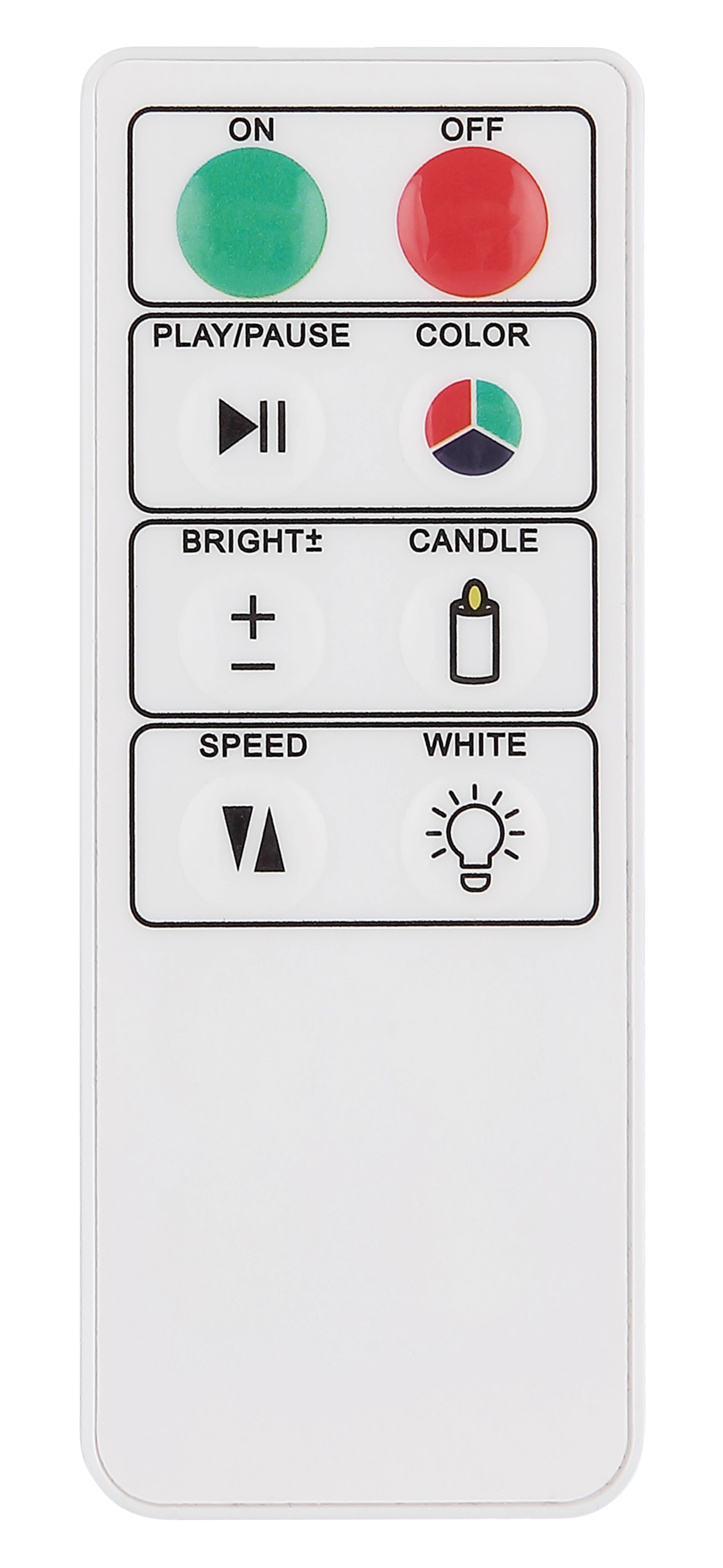Fernbedienung für DAWSON Tischleuchte mit On/Off, Farbe, Brightness, Candle, Speed und White-Symbolen