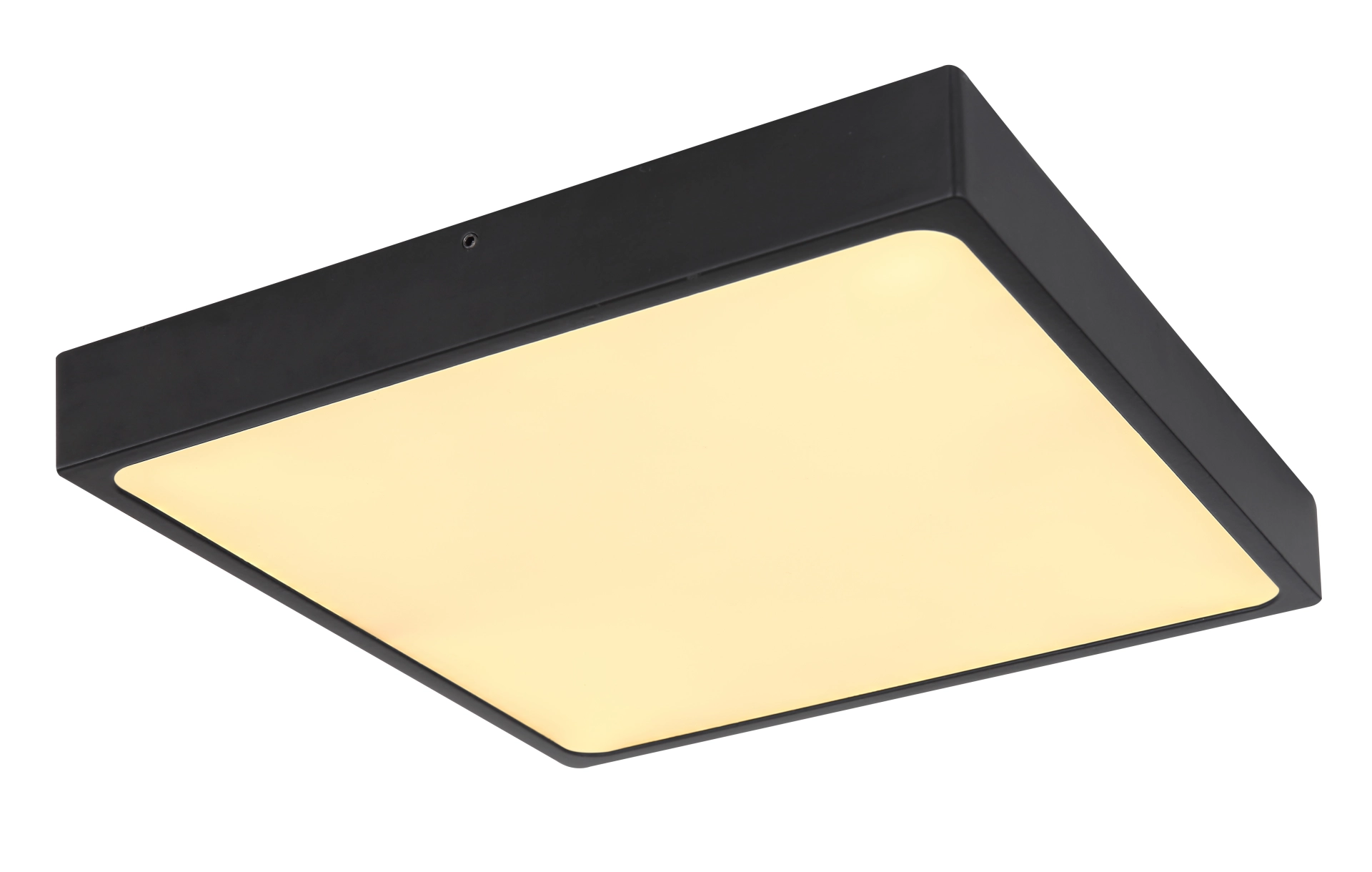 Quadratische LED-Deckenleuchte ECHO von Globo Handels GmbH, matt schwarzer Metallrahmen, satiniertes/opal Acryl, 220x220 mm, dimmbar, warmweißes weiches Licht, elegantes Design für Wohnräume – Modell 12369-30