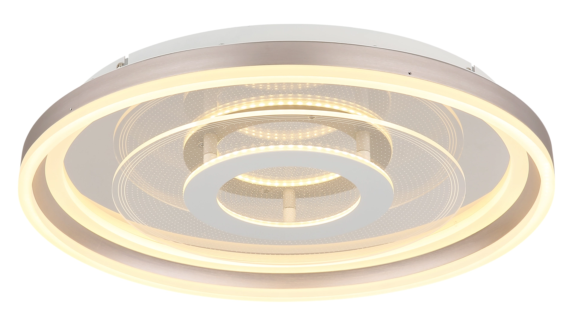 Produktbild: ADELA LED-Deckenleuchte, rundes Ring-Design, warmweiß leuchtend; Material: Aluminium gebürstet & Acryl opal; Hersteller: Globo Handels GmbH; Artikelnummer 48573-30