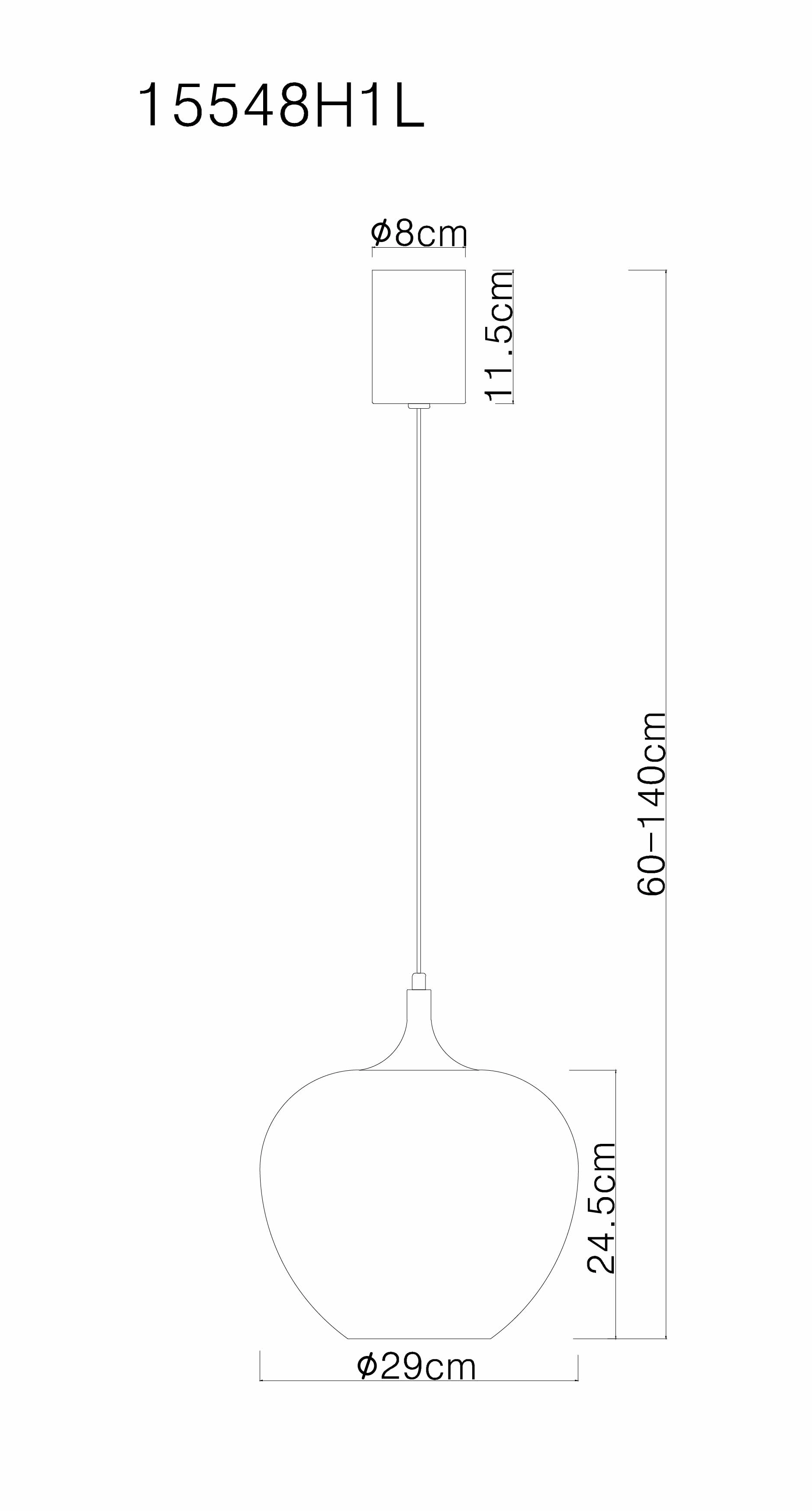 MAXY Hängeleuchte: schwarz mattes Metallgehäuse, rauchgraues Glas, Ø29 cm, Höhe 24,5 cm, Kabelzug 60–140 cm, Aufhängung 11,5 cm, Modell 15548H1L von Globo Handels GmbH