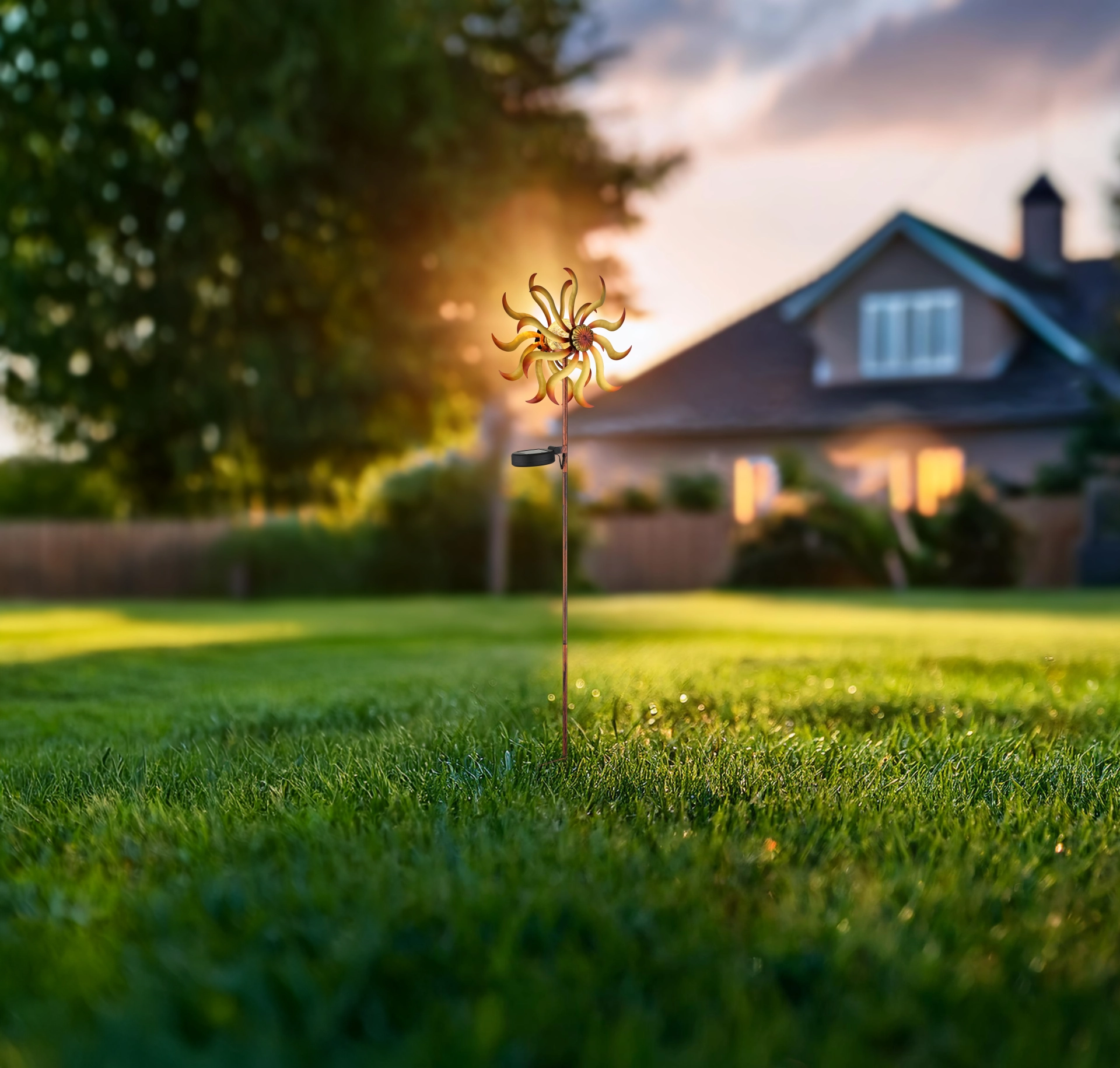 SOLARLEUCHTE METALL GOLDFARBEN PATINIERT, 1XLED