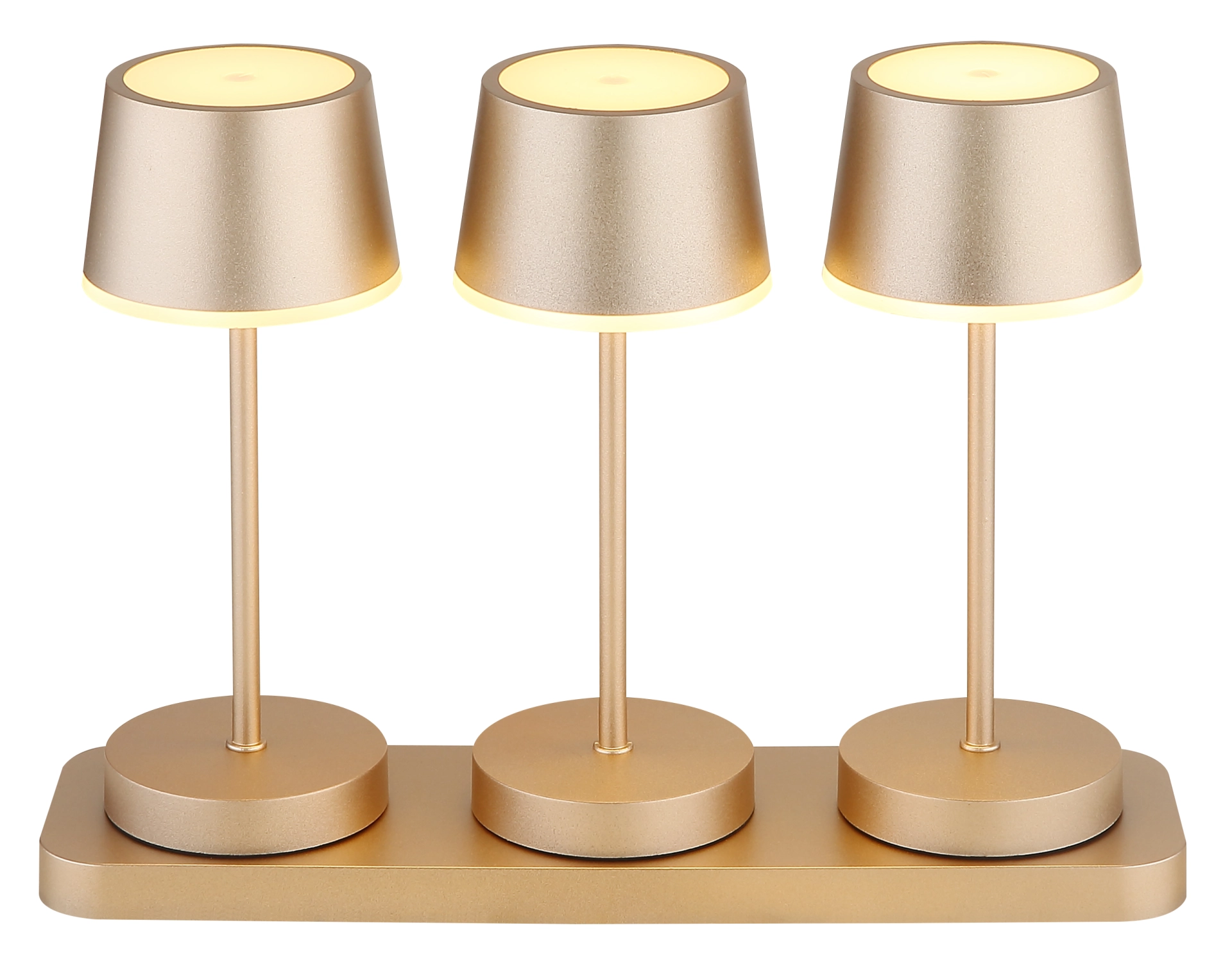 Dawson Tischleuchte Trio aus champagnerfarbenem Metall mit drei Leuchten, Globo Handels GmbH