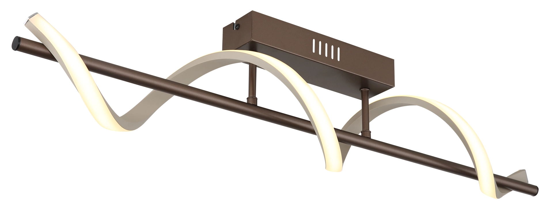SPIRO Deckenleuchte aus kaffeefarbenem Metall und sandfarbenem Kunststoff, modernes geschwungenes Lichtdesign, geeignet für Globo 67384D