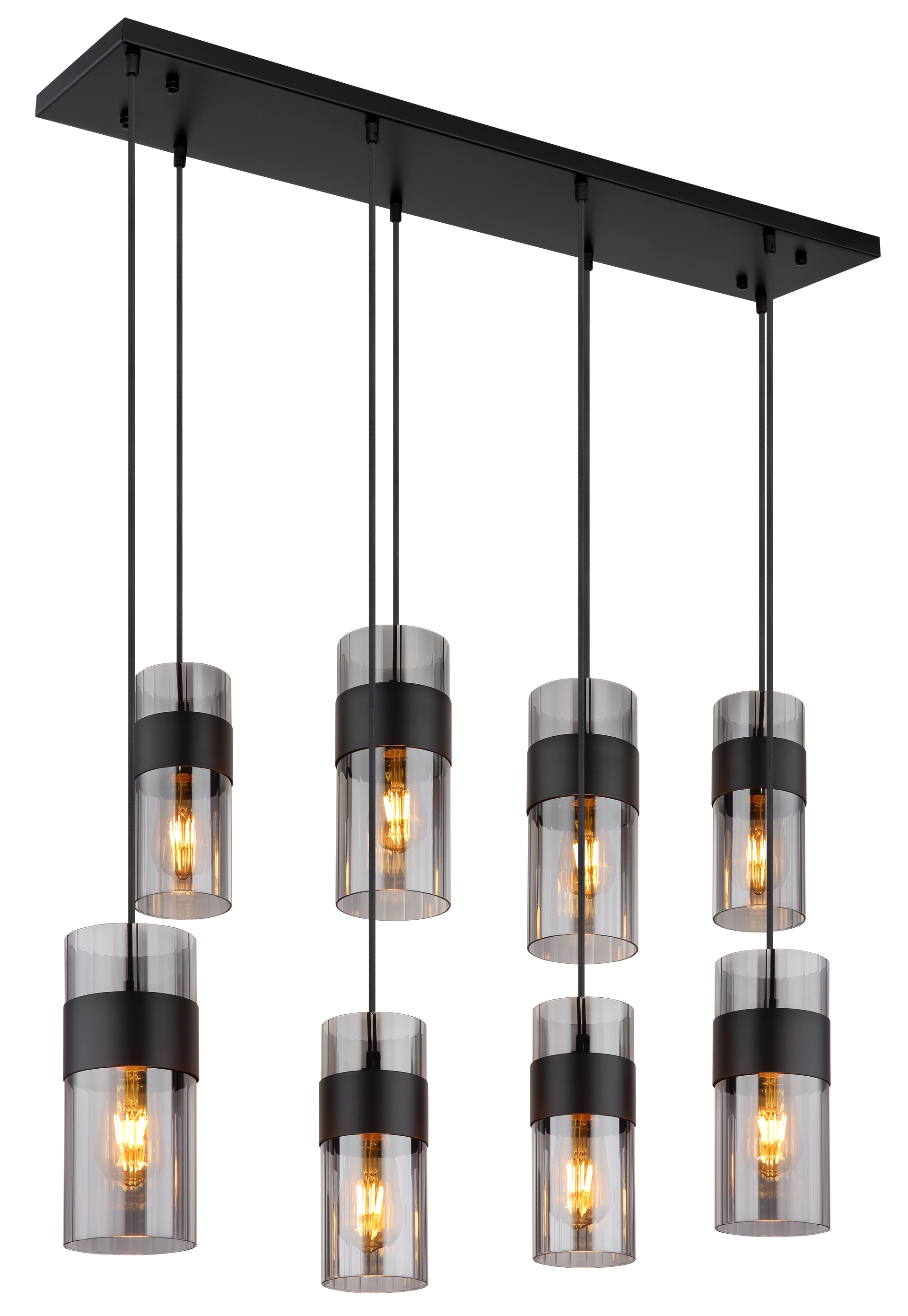 SCARFINA pendant lamp - metal black matt - glass smoke colored - 15718-8