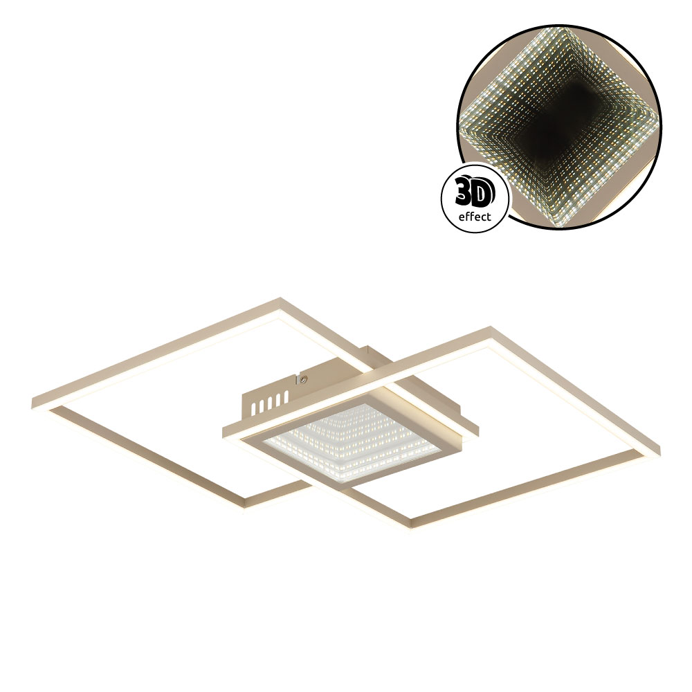 Geometrische LED-Deckenlampe mit quadratischem Rahmen, warmweißes Licht, 3D-Effekt