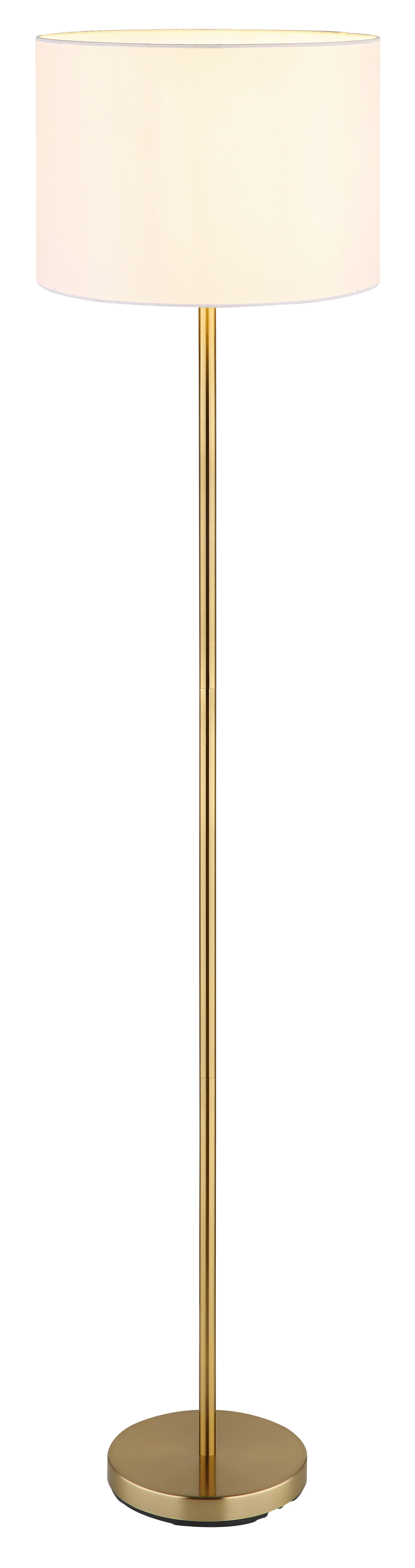 TRUETT Stehleuchte aus Metall in messingfarbener Mattoptik mit weißem Leinen-Schirm, Globo Handels GmbH, Modell 15994S, stilvolle Wohnraumbeleuchtung