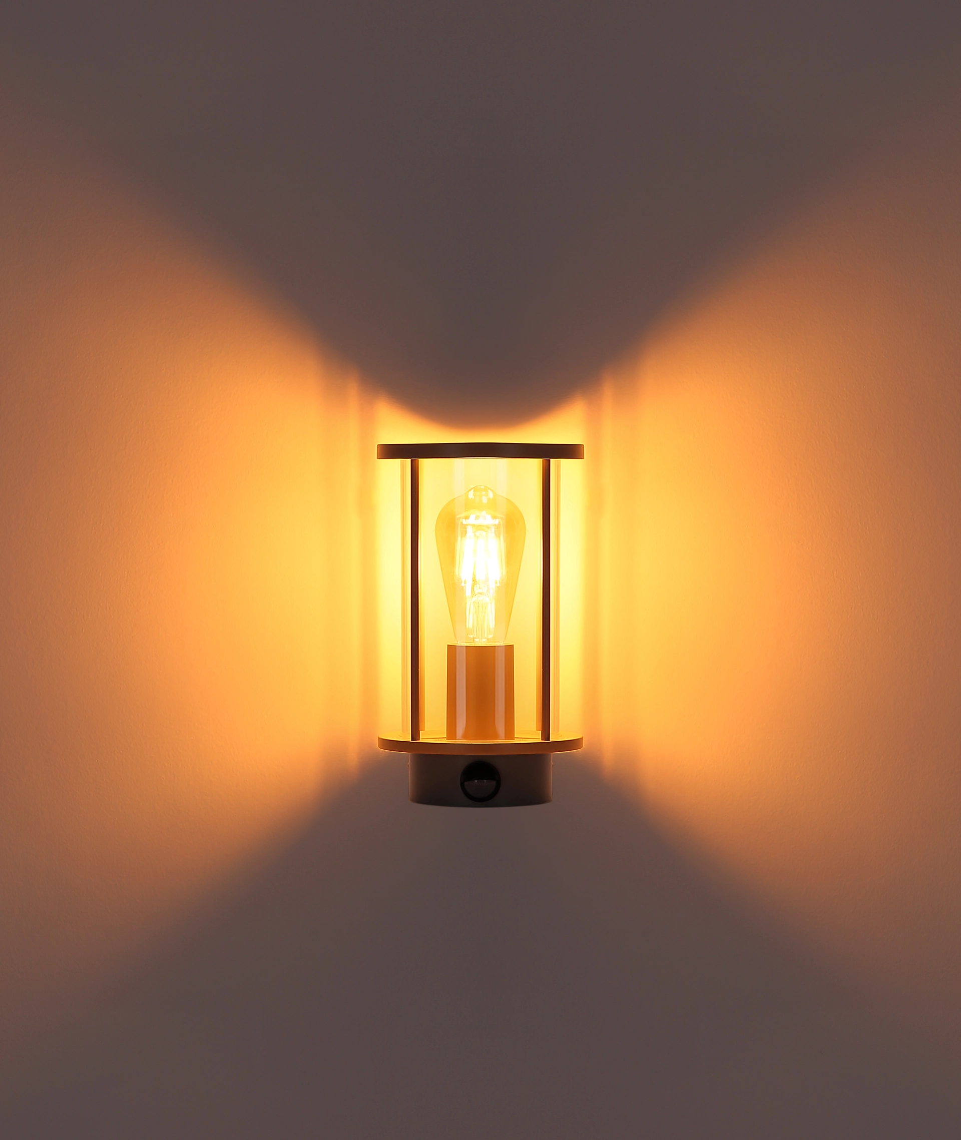 Lumière murale extérieure GRACEY, acier inoxydable, fini sable mat, verre clair, lumière chaude