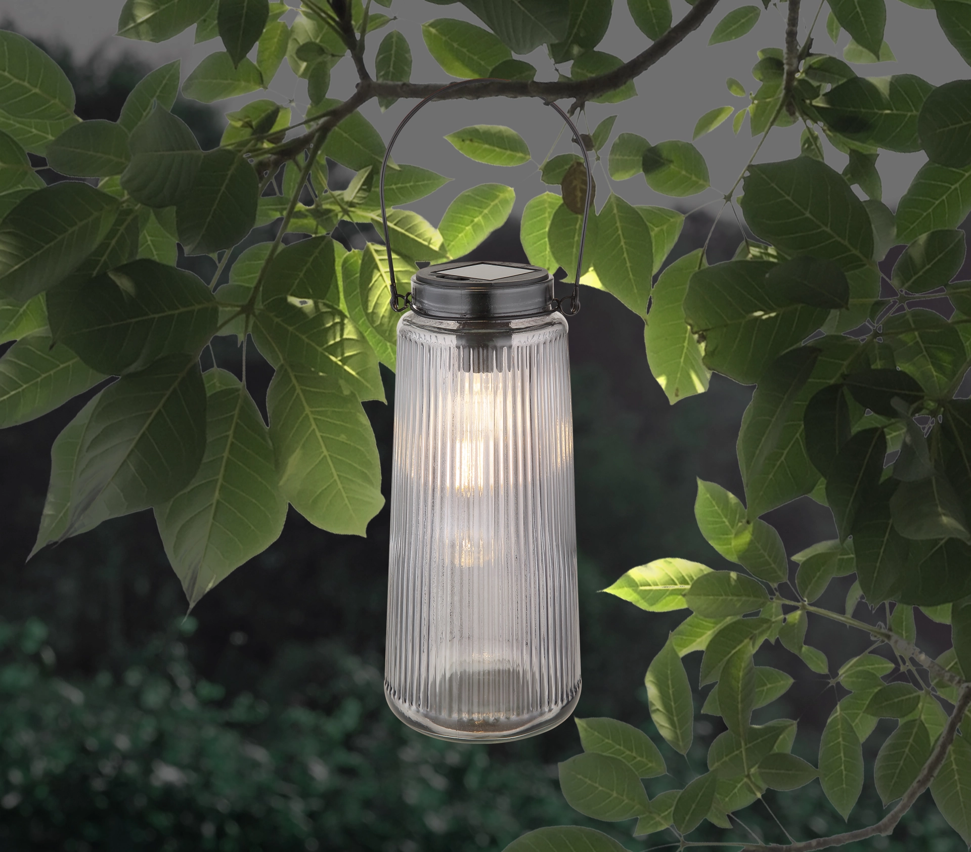 SOLARLEUCHTE METALL SCHWARZ MATT, 2XLED