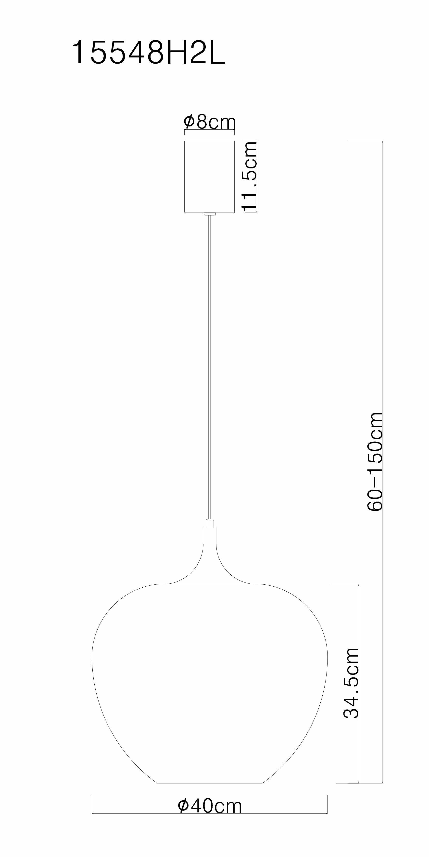 MAXY Hängeleuchte aus Metall in Schwarz matt mit rauchfarbenem Glas. Durchmesser 40 cm, verstellbare Gesamthöhe 60–150 cm, Kabelzug, Modell 15548H2L von Globo Handels GmbH.