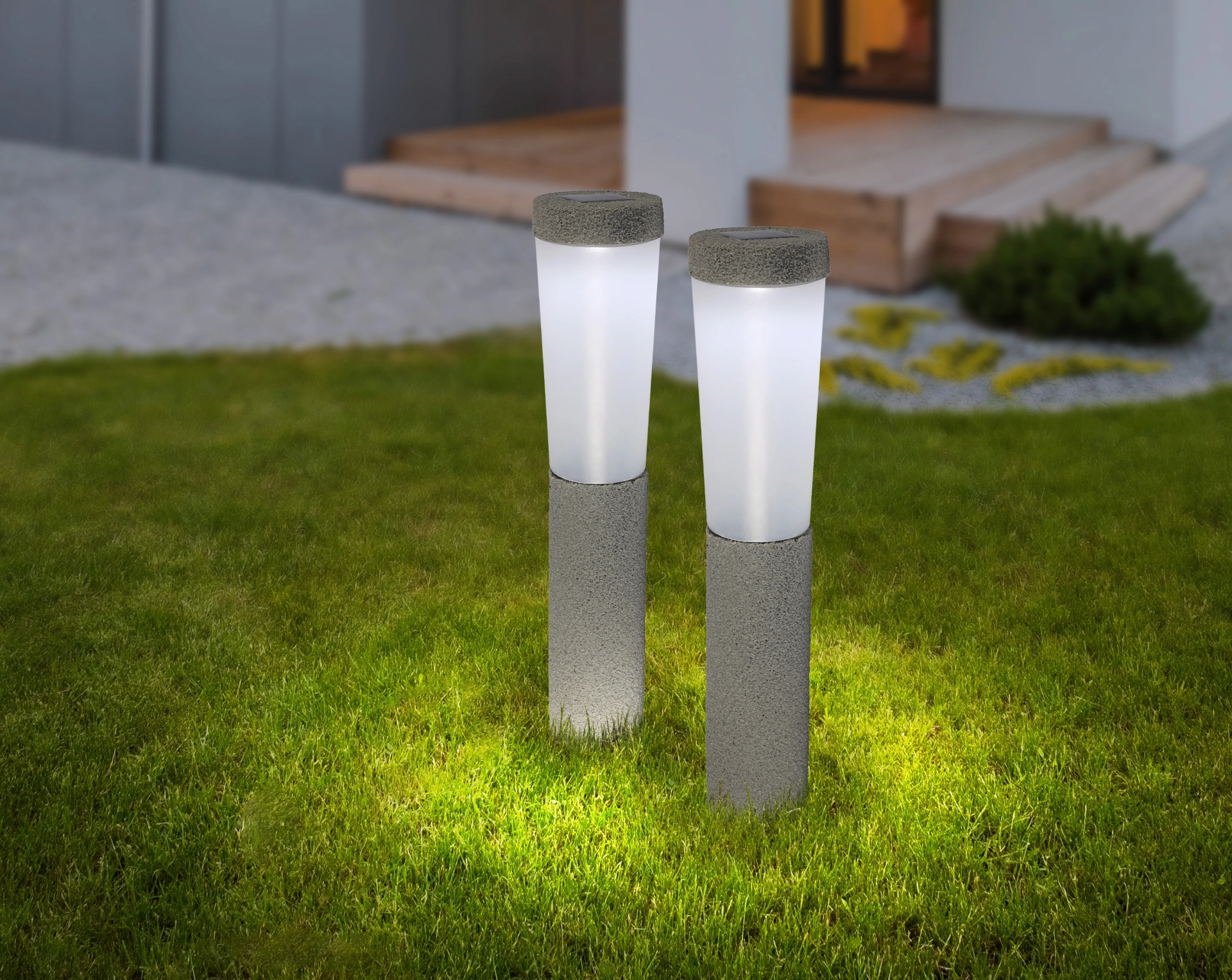 SOLARLEUCHTE KUNSTSTOFF STEINGRAU, 1XLED