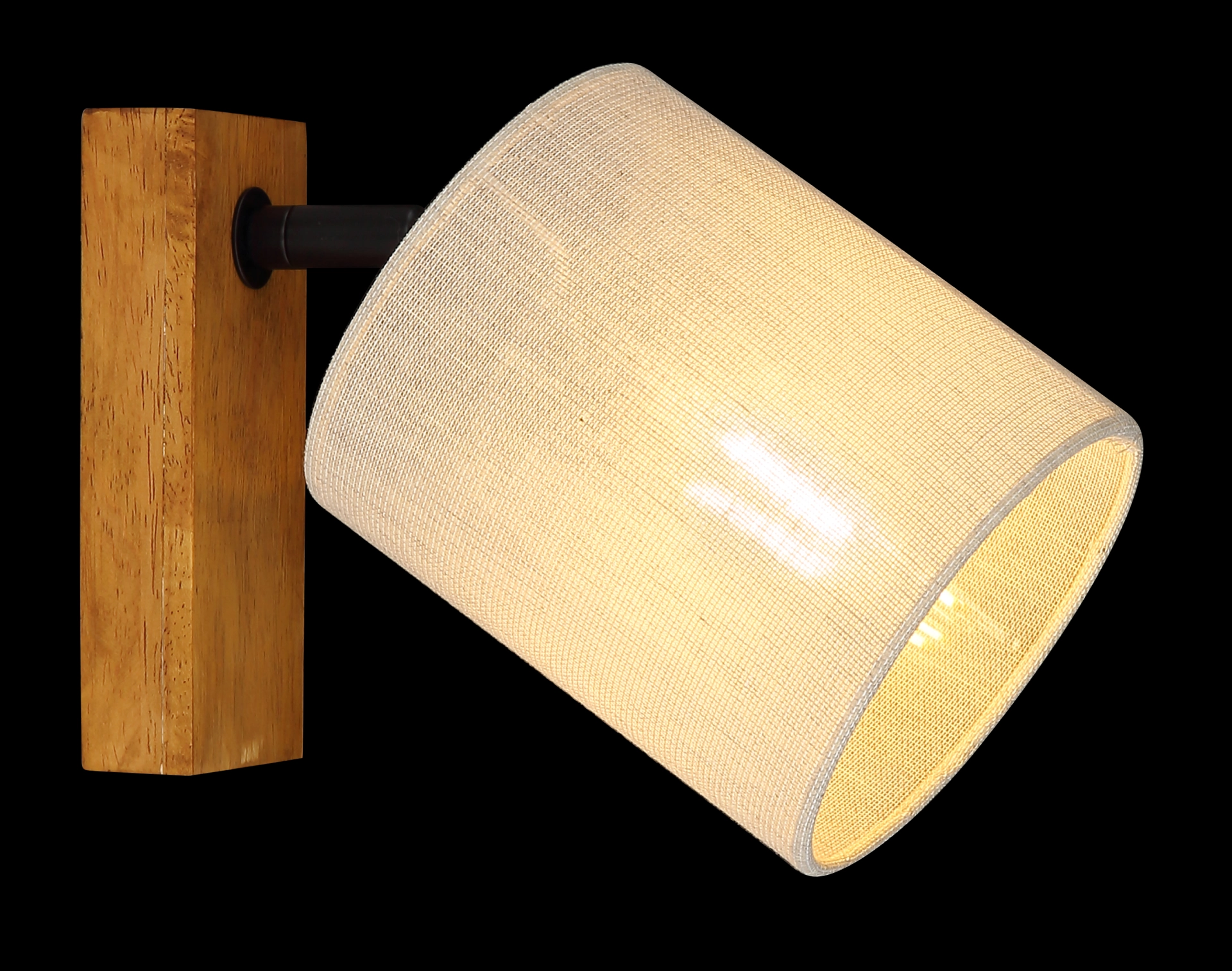 Wandleuchte/Strahler JULE von Globo Handels GmbH aus Holz in Braun mit beigem Textilschirm, verstellbarer Spot, Modell 81600146 – warmes Licht für Wohn- oder Schlafzimmer.