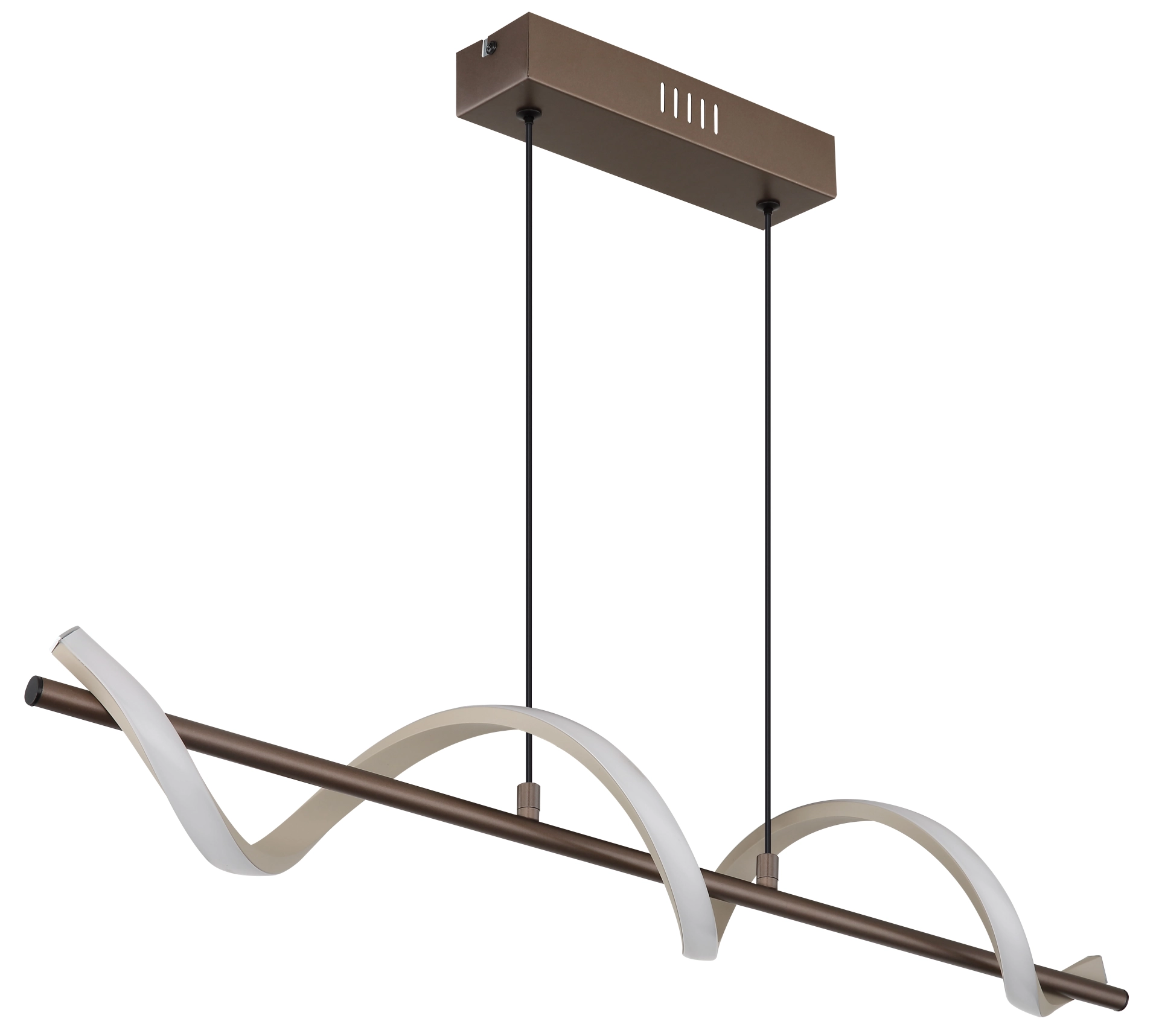 SPIRO Hängeleuchte, Metall kaffeefarben matt mit sandfarbenem Kunststoff, zweifache Pendel-Hängung, modernes Design von Globo Handels GmbH – ideal für Esszimmer oder Wohnzimmer.