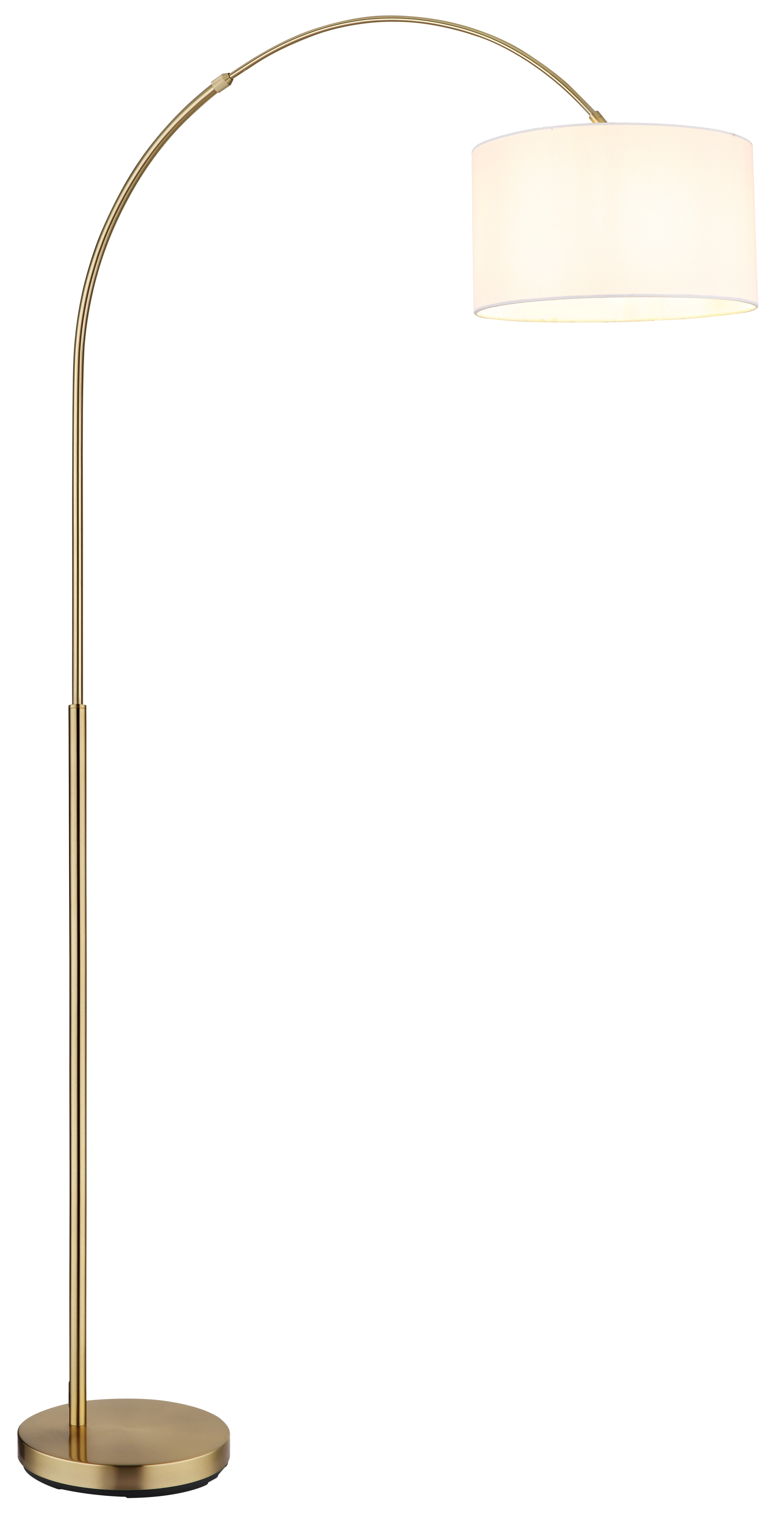 TRUETT Stehleuchte aus Metall in messingtönen, matt, mit weißem Leinenschirm – ideal als Wohnraum-Beleuchtung, Modell 15994S2 von Globo Handels GmbH