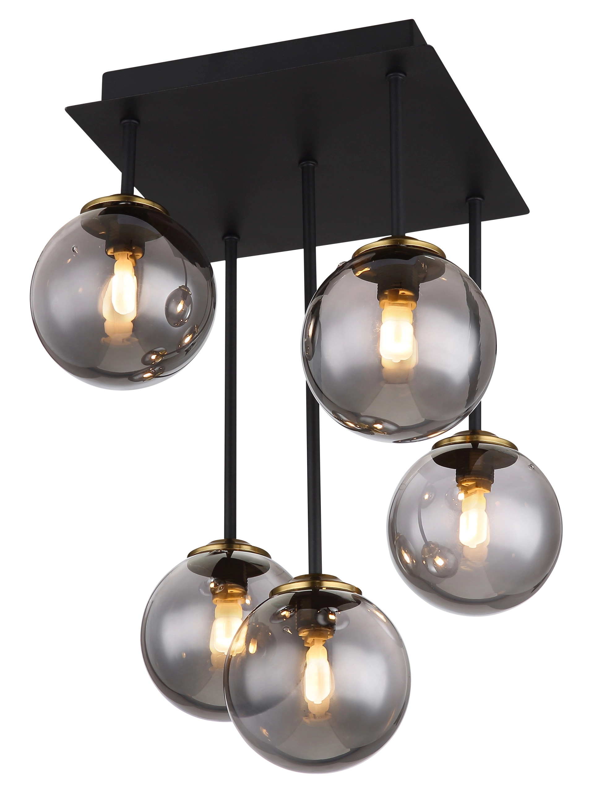 Plafonnier - métal noir mat - verre fumé - 56136-5D