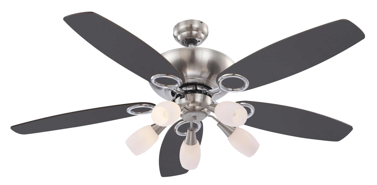 Ventilateur de plafond moderne 106 cm avec lampe, télécommande IR, Mini Icaria Nickel Mate Ventilateur de plafond moderne 106 cm avec lampe, télécommande IR, Mini Icaria Nickel Mate