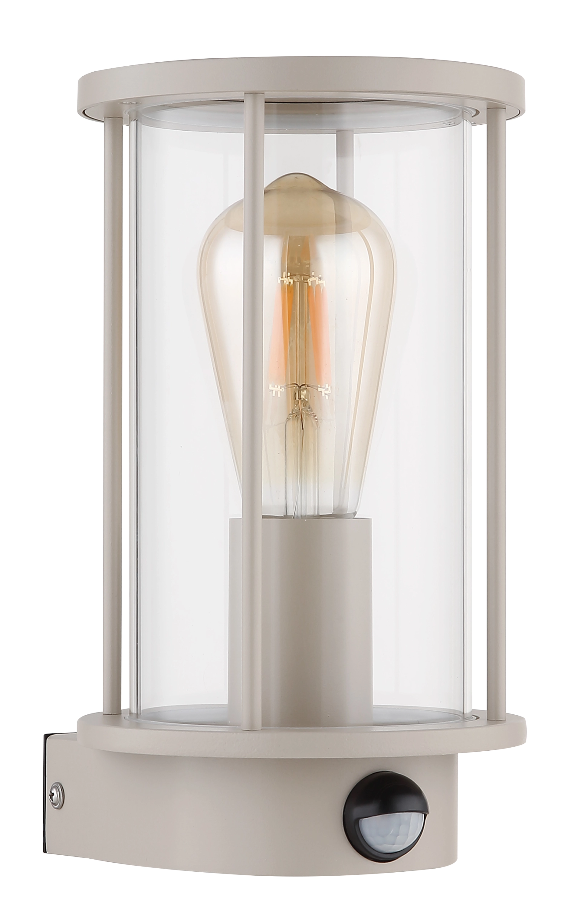 Lanterne murale extérieure GRACEY en acier inoxydable sand-matt avec verre clair et ampoule visible