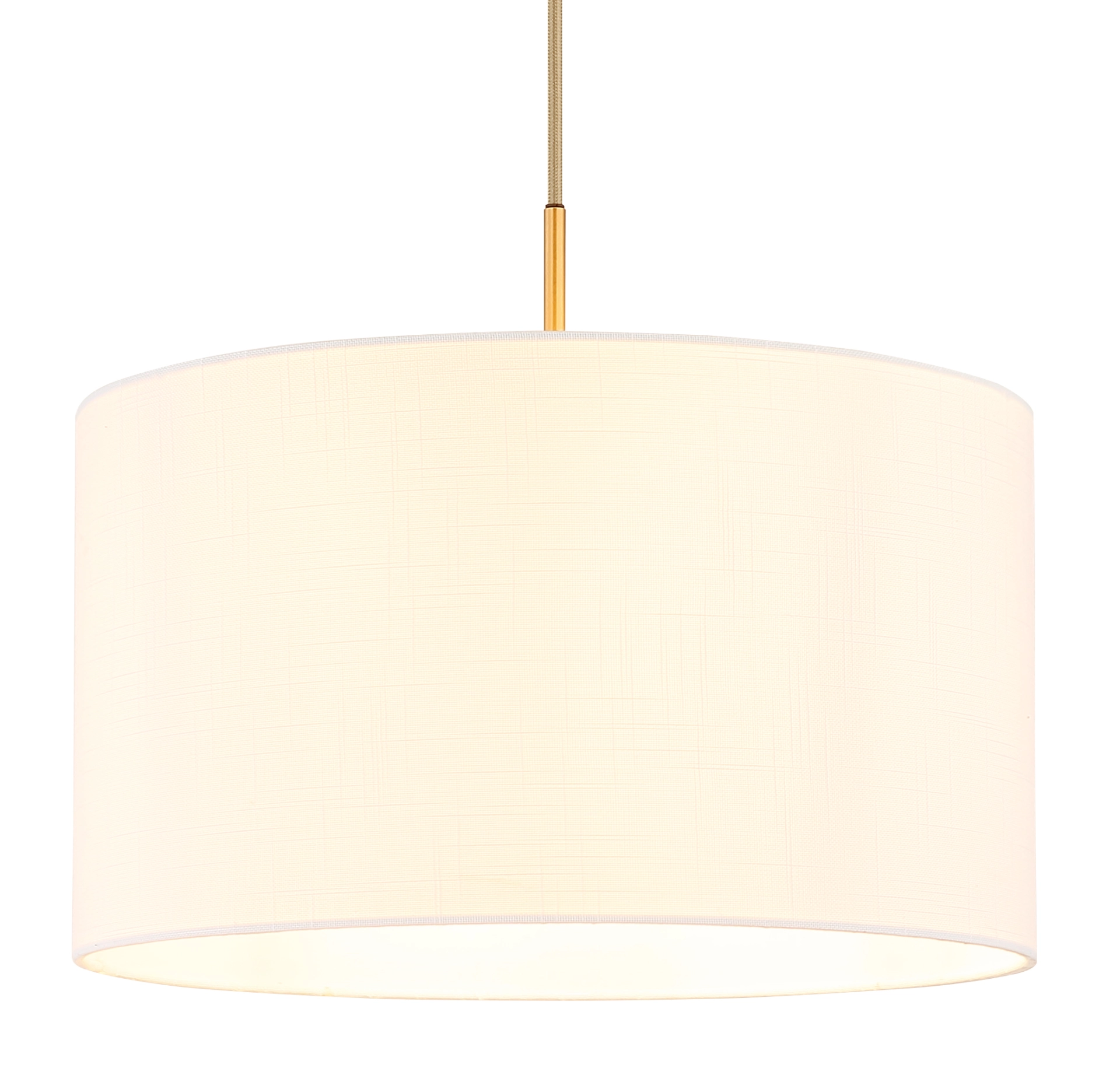 Hängeleuchte TRUETT, Metall, messingfarbene matte Oberfläche, Leinenschirm weiß, Globo 15994H