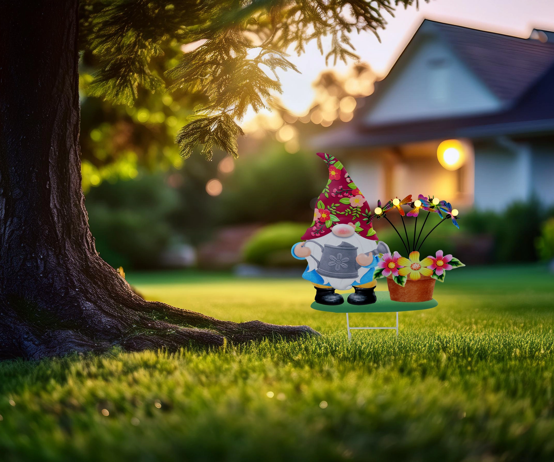 SOLARLEUCHTE METALL BUNT, 5XLED