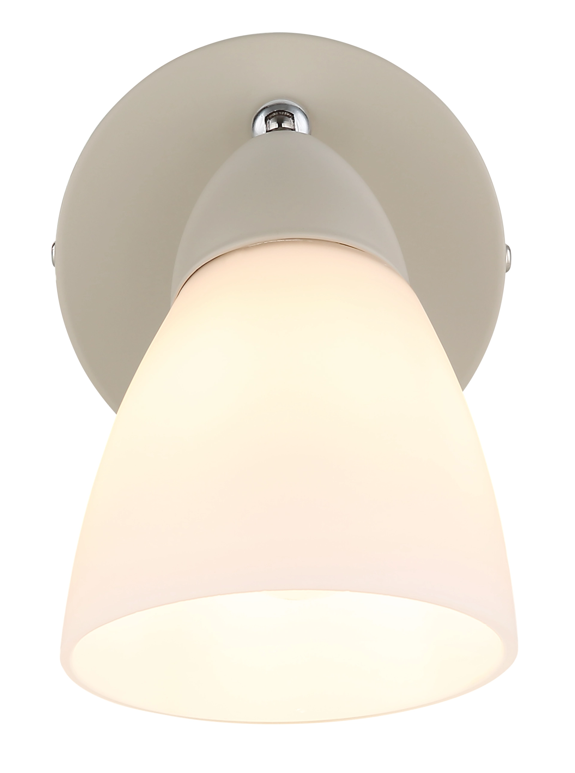 Produktbild: PAULA Strahler mit sandfarben mattem Metall-Sockel und konischem Schirm aus opalem Glas, warmes Licht; Hersteller Globo Handels GmbH, Modell 81800143