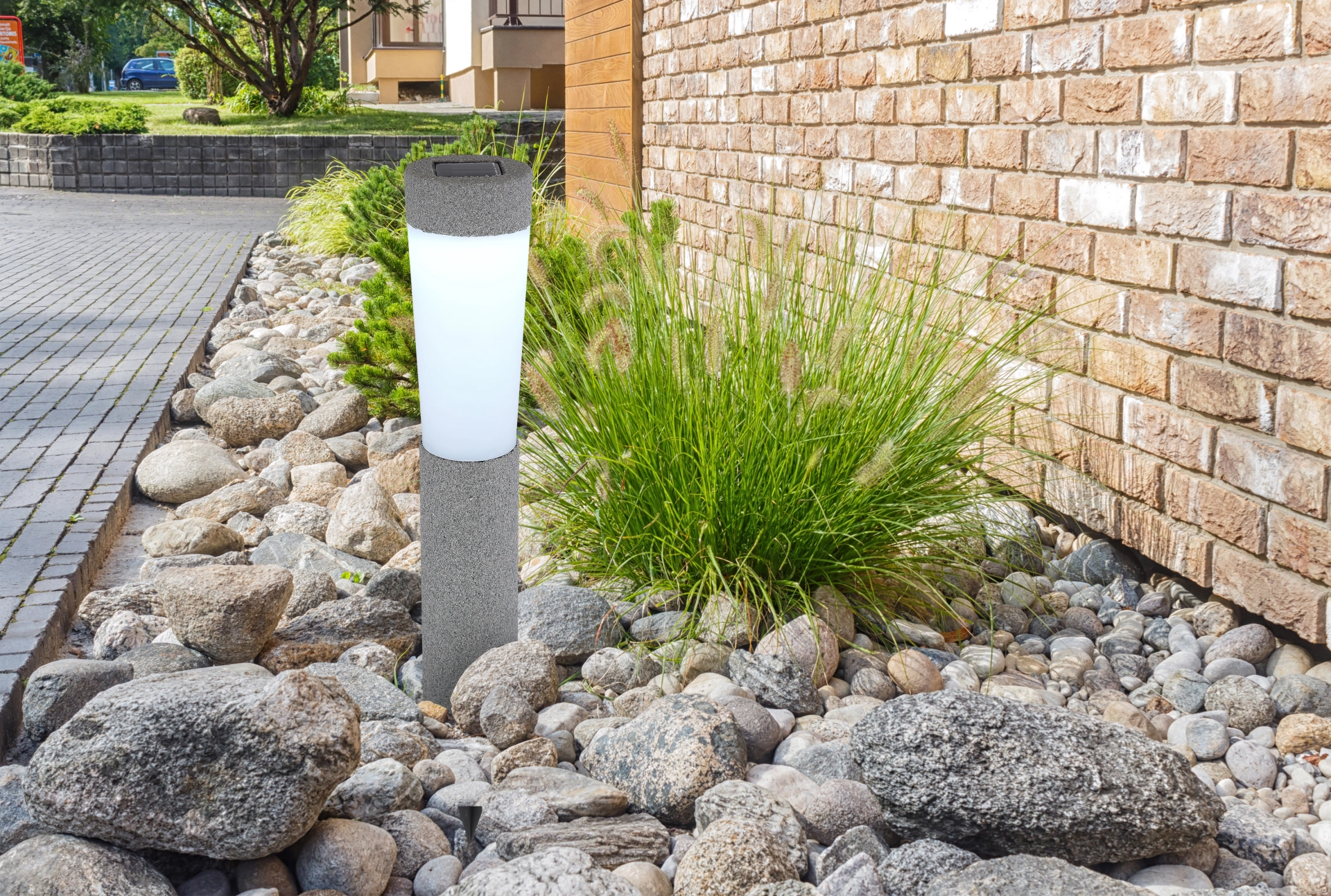 SOLARLEUCHTE KUNSTSTOFF STEINGRAU, 1XLED