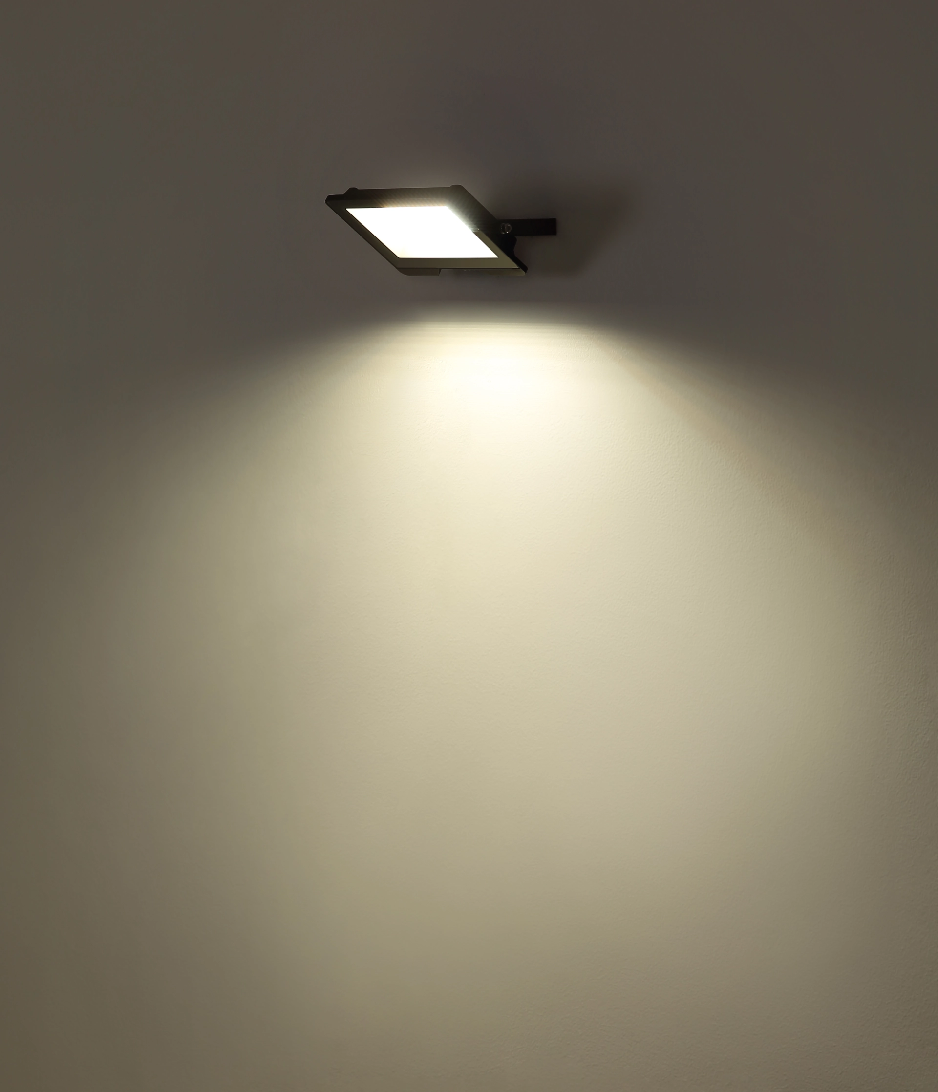 Außenlampe Helga I aus schwarzem Aluminiumdruckguss mit klarem Glas, schwenkbarem Bügel und IP65-Schutz; liefert 12.100 Lumen kaltweißes Licht (6000 K) für Außenbereiche.